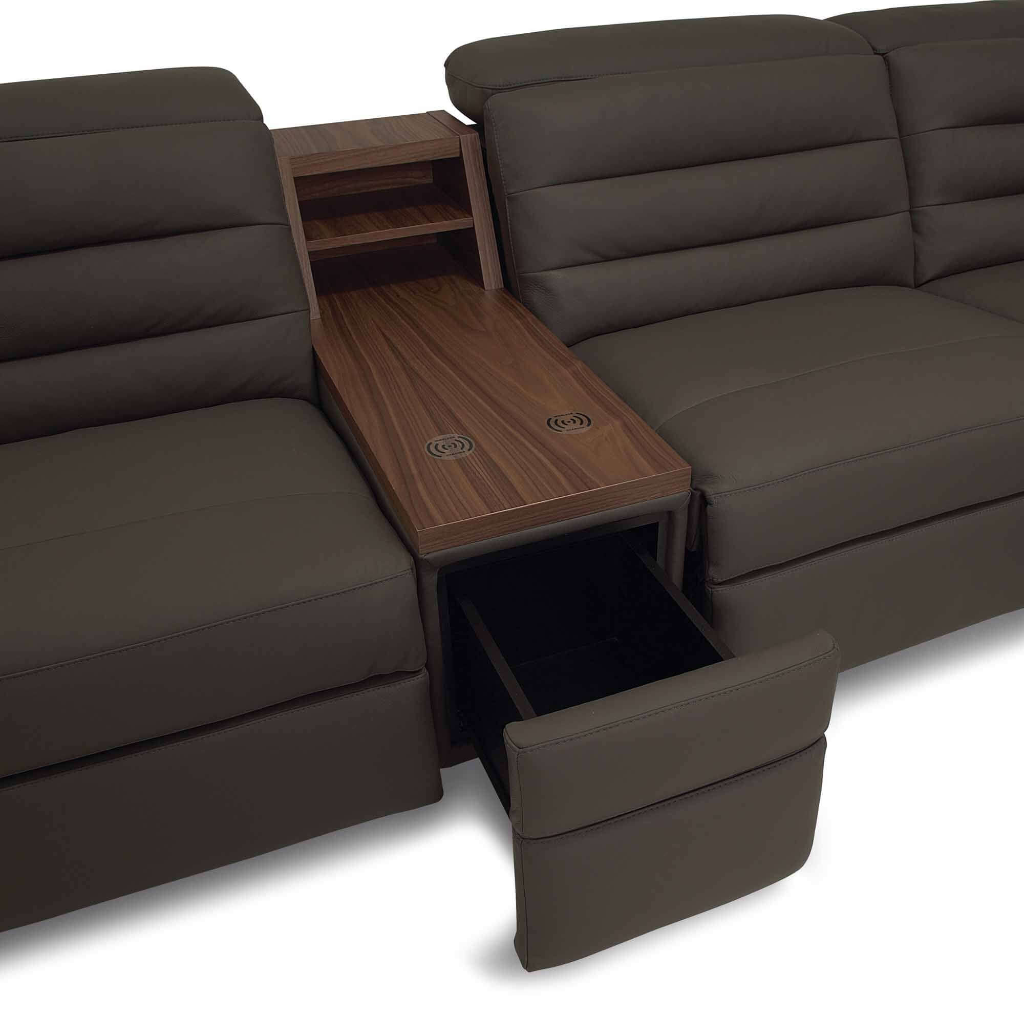 Lotus Leather Power Reclining Sectional With Articulating Headrest - Image 3