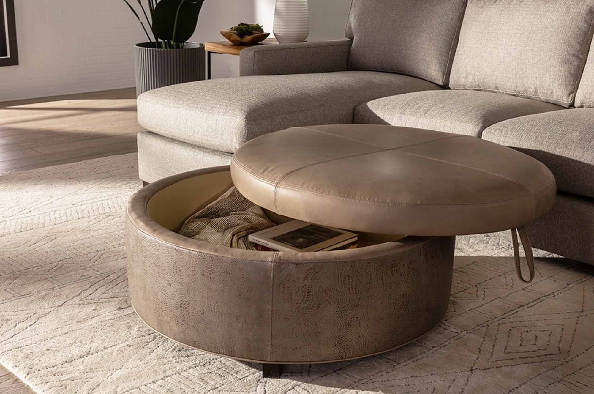 Lulu Leather Storage Ottoman - Image 4