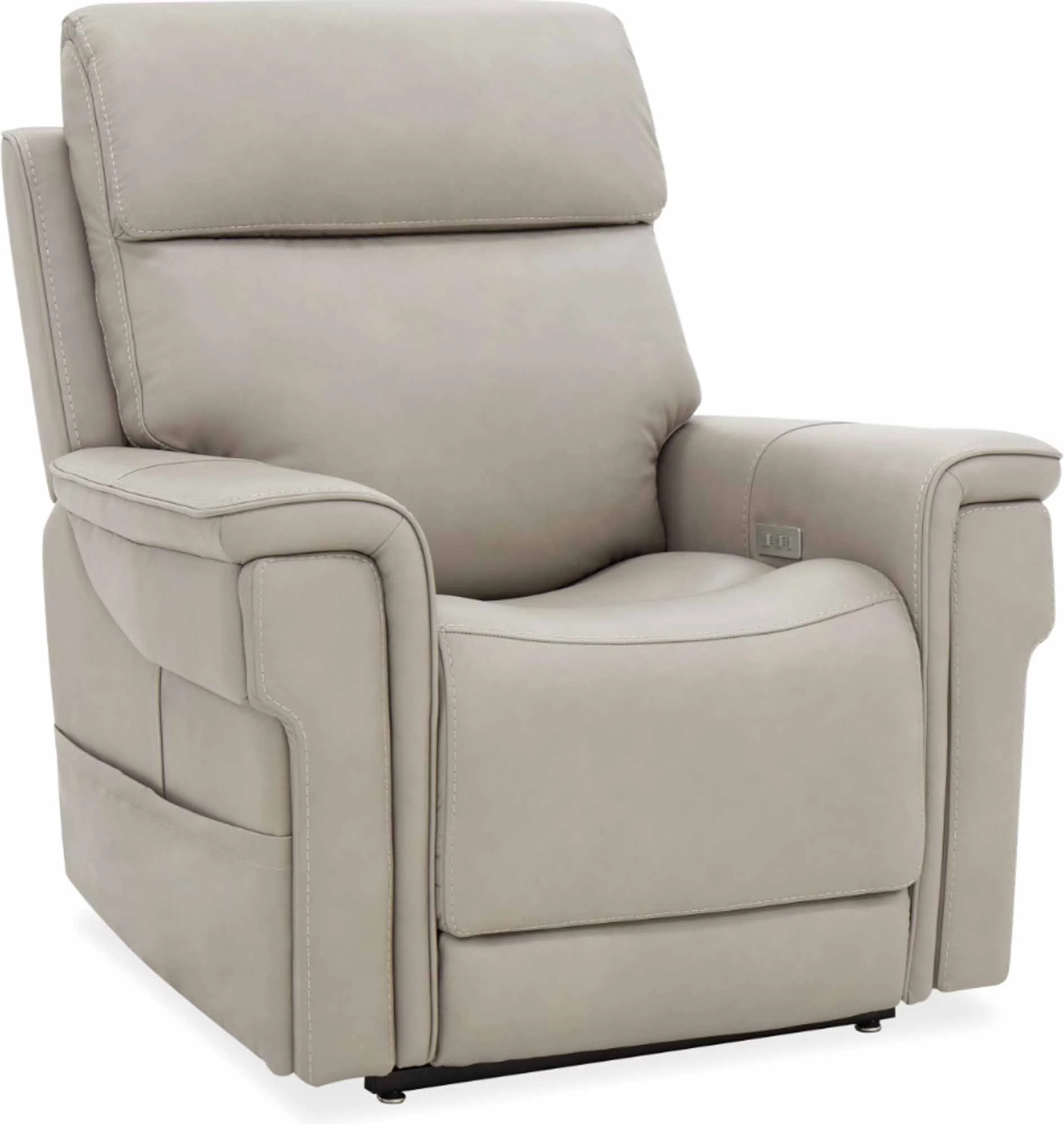 Lunar Leather Zero Gravity Power Recliner With Articulating Headrest And Lumbar In Grey