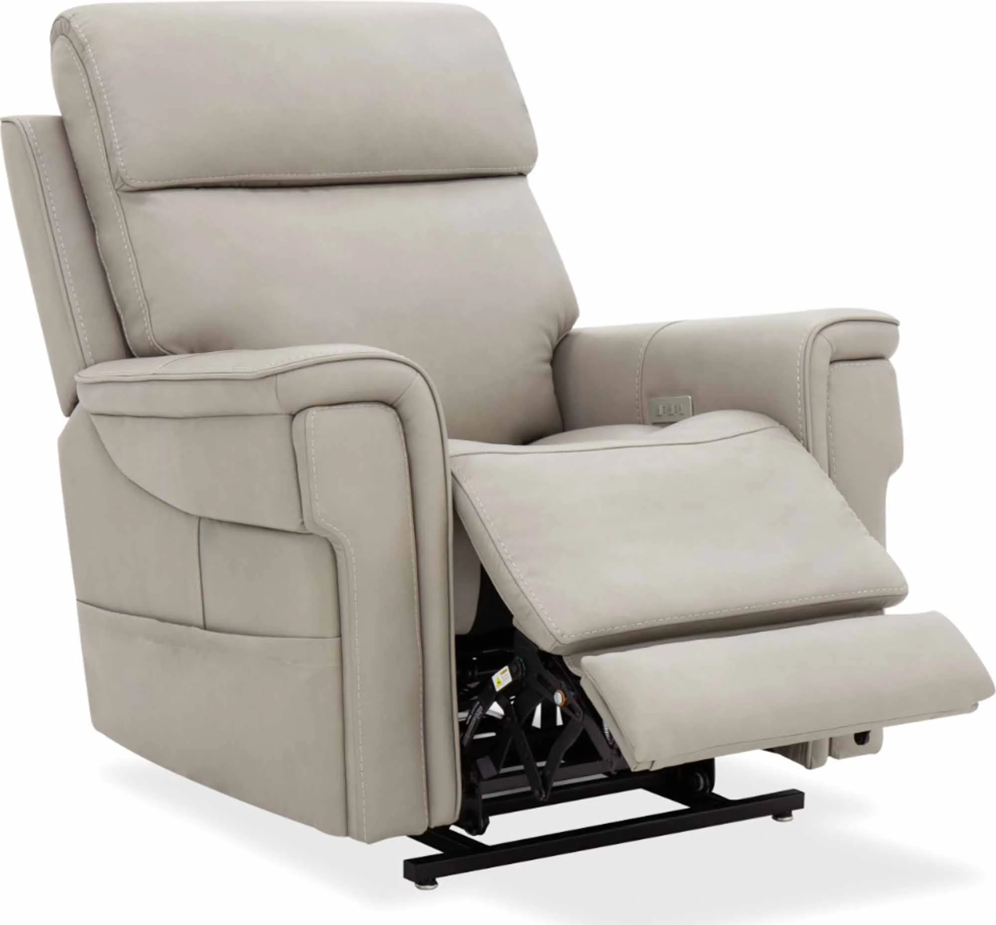 Lunar Leather Zero Gravity Power Recliner With Articulating Headrest And Lumbar In Grey - Image 6