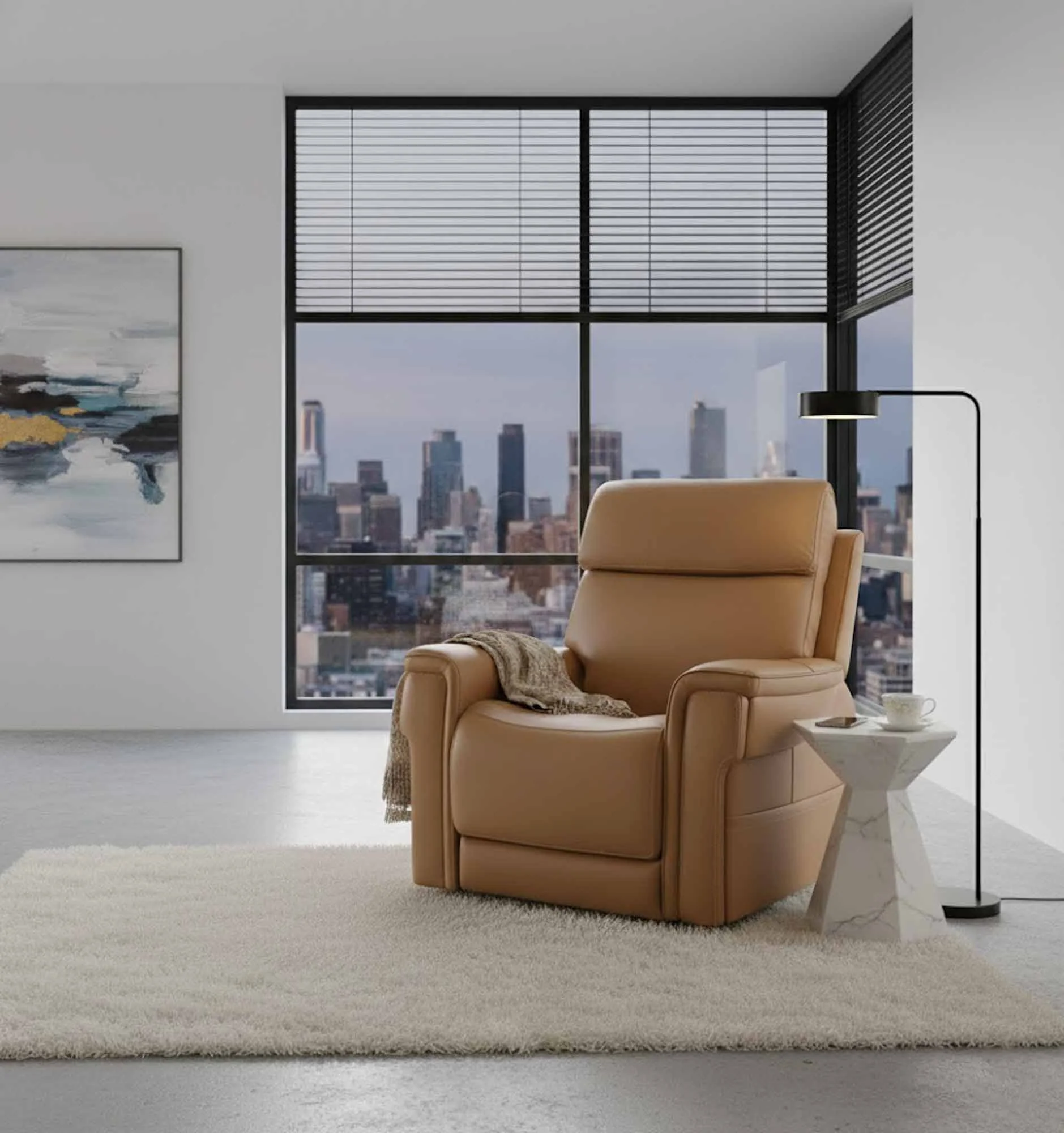 Lunar Leather Zero Gravity Power Recliner With Articulating Headrest And Lumbar In Brown - Image 13