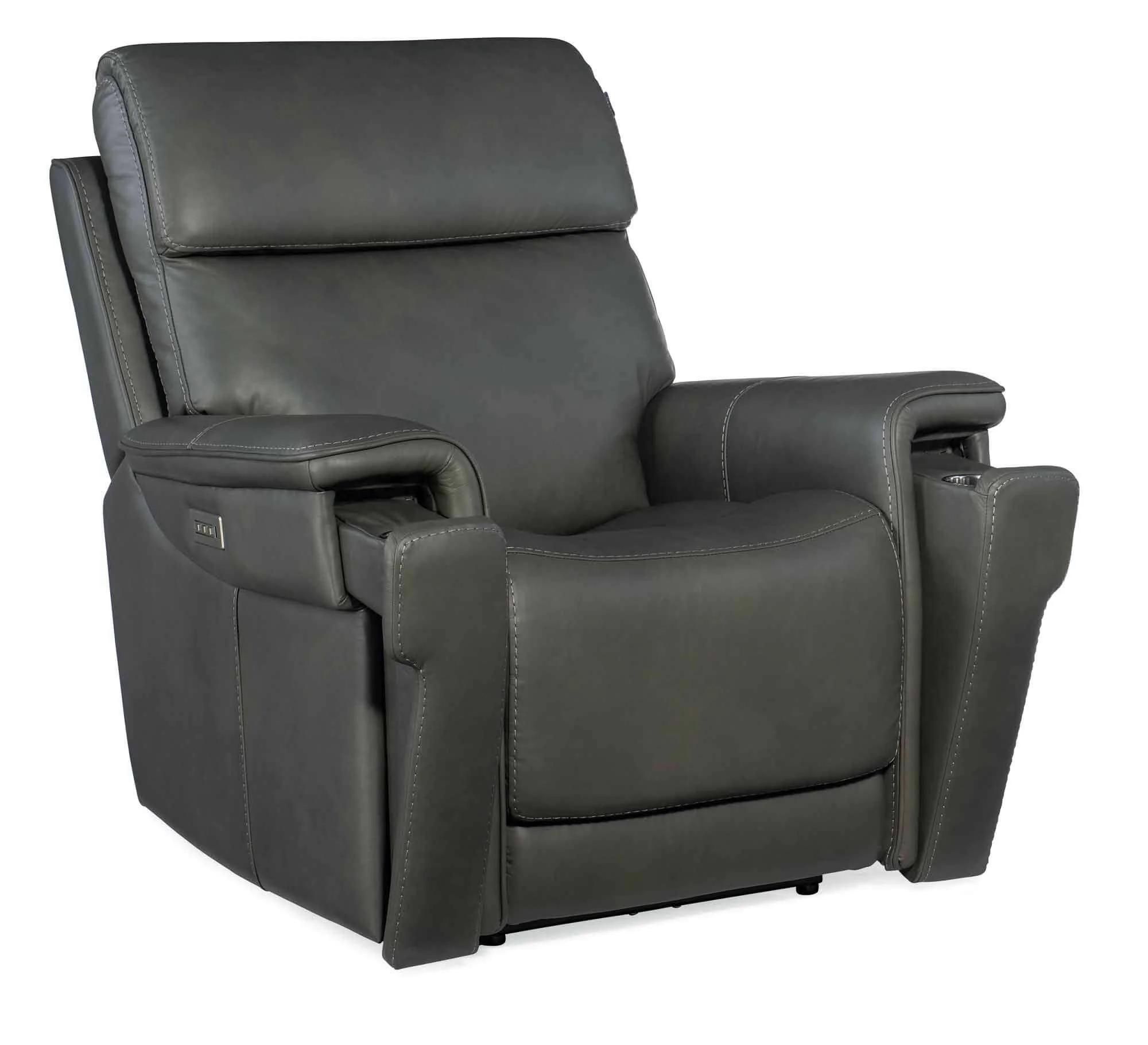 Lyra Leather Zero Gravity Power Recliner With Articulating Headrest And Lumbar In Dark Grey - Image 4