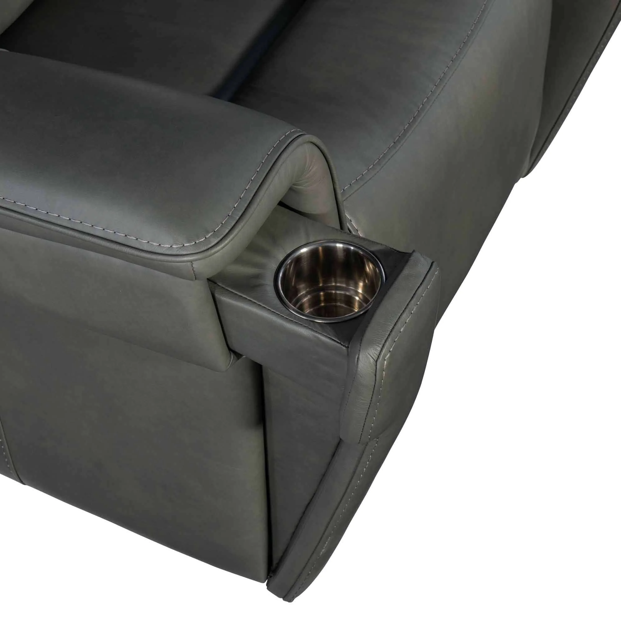 Lyra Leather Zero Gravity Power Recliner With Articulating Headrest And Lumbar In Dark Grey - Image 5