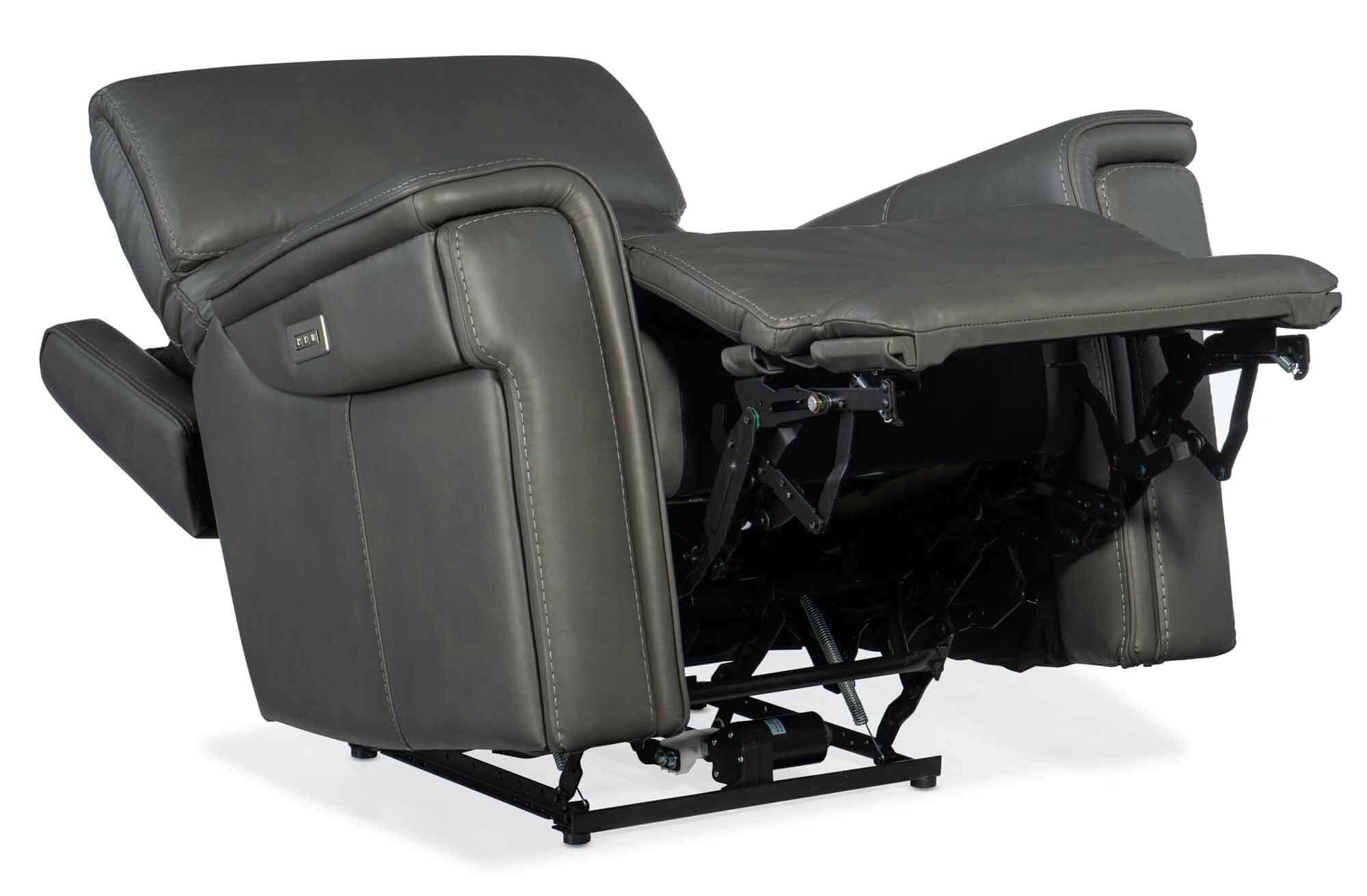 Lyra Leather Zero Gravity Power Recliner With Articulating Headrest And Lumbar In Dark Grey - Image 7