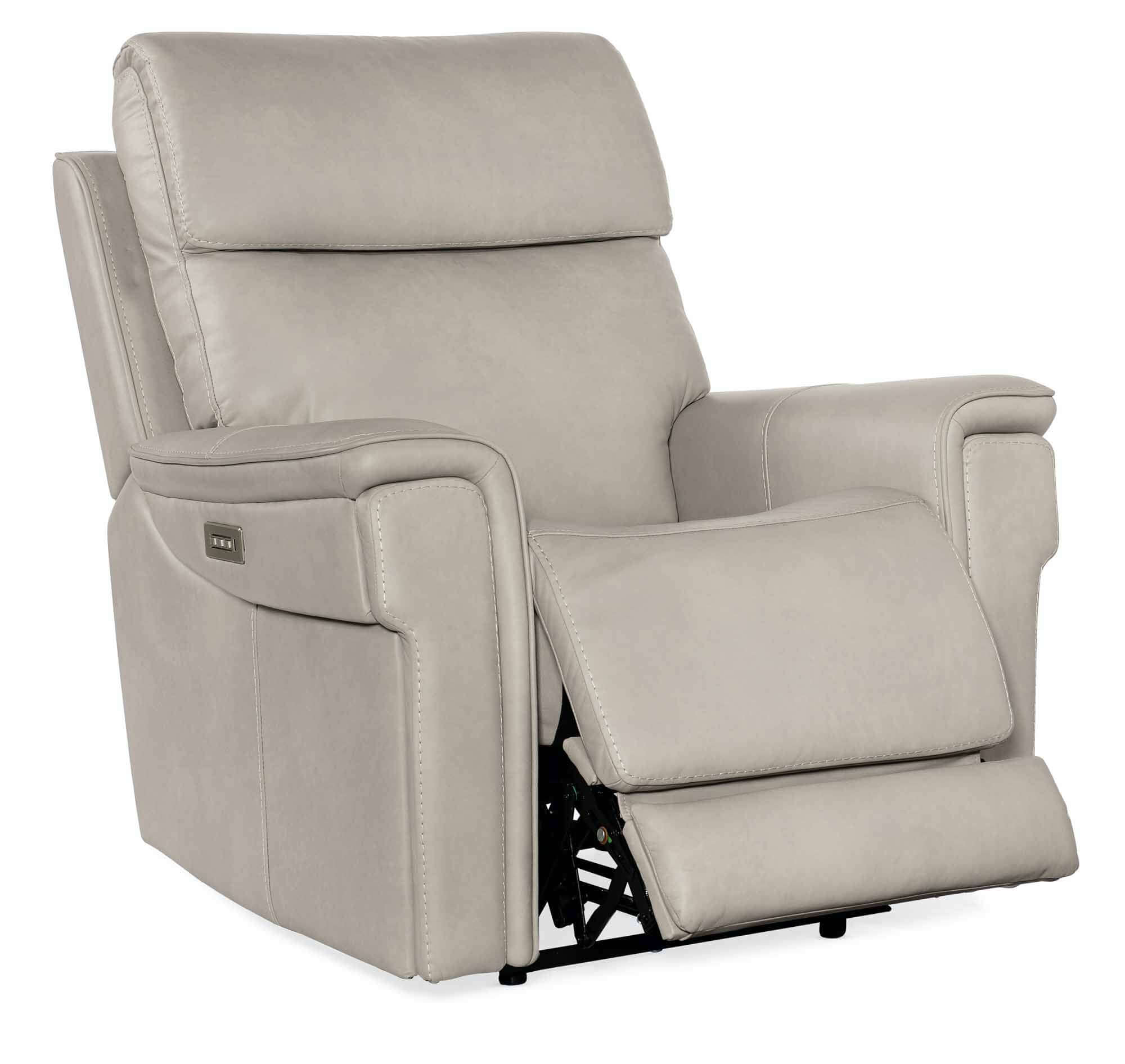 Lyra Leather Zero Gravity Power Recliner With Articulating Headrest And Lumbar In Grey - Image 5