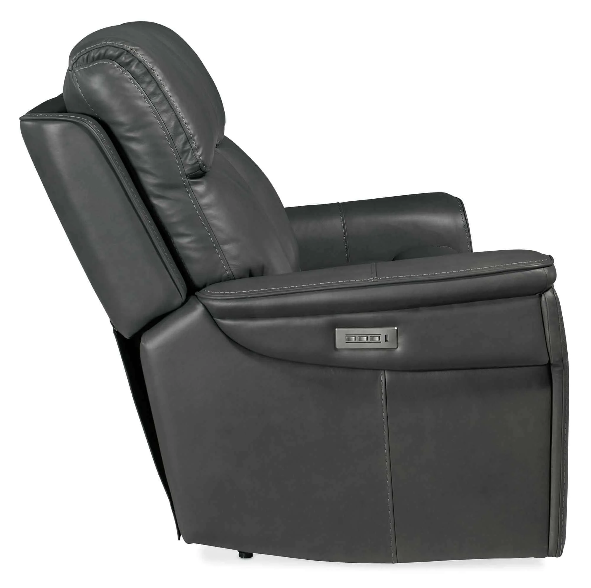 Lyra Leather Zero Gravity Power Reclining Loveseat With Articulating Headrest And Lumbar In Dark Grey - Image 3