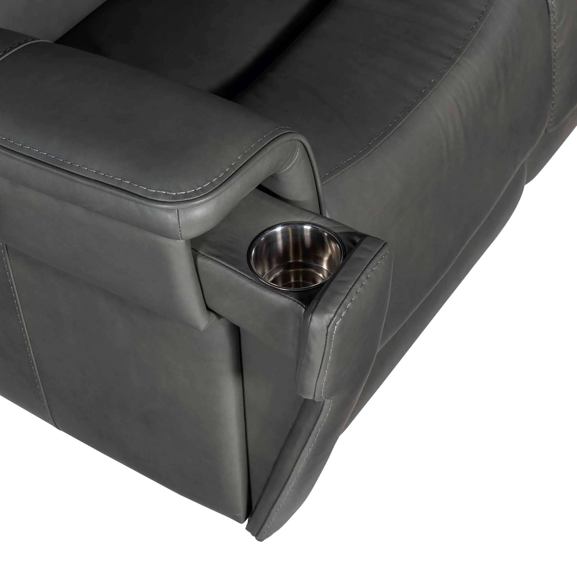 Lyra Leather Zero Gravity Power Reclining Loveseat With Articulating Headrest And Lumbar In Dark Grey - Image 4