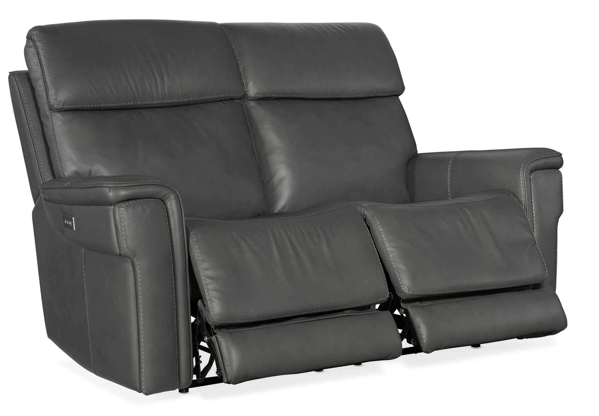Lyra Leather Zero Gravity Power Reclining Loveseat With Articulating Headrest And Lumbar In Dark Grey - Image 5