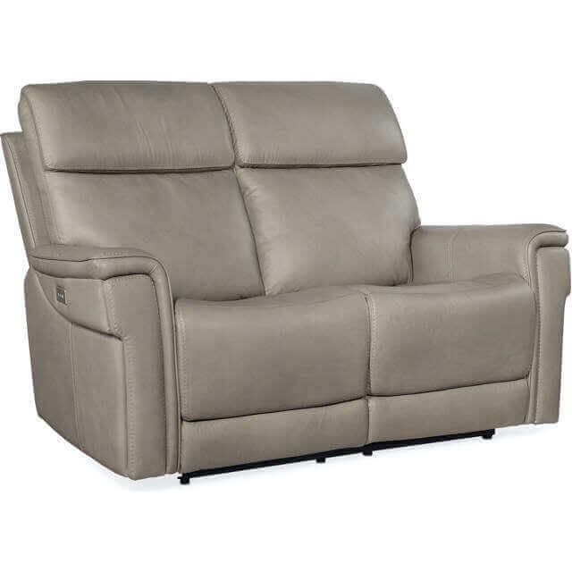 Lyra Leather Zero Gravity Power Reclining Loveseat With Articulating Headrest And Lumbar In Grey