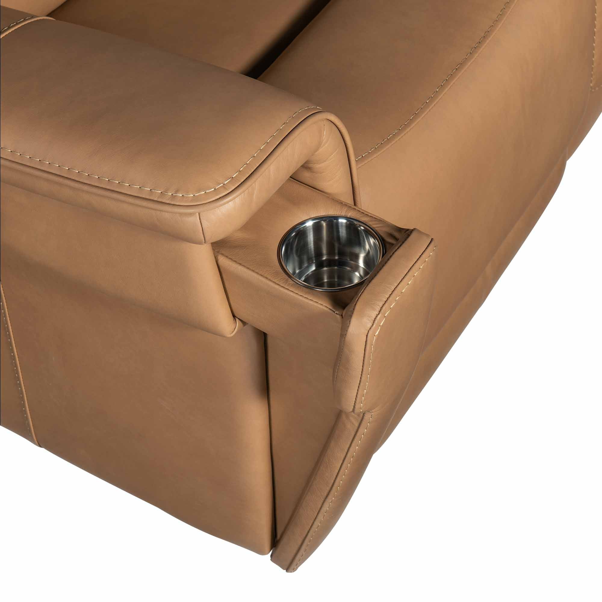 Lyra Leather Zero Gravity Power Reclining Sofa With Articulating Headrest And Lumbar In Brown - Image 4