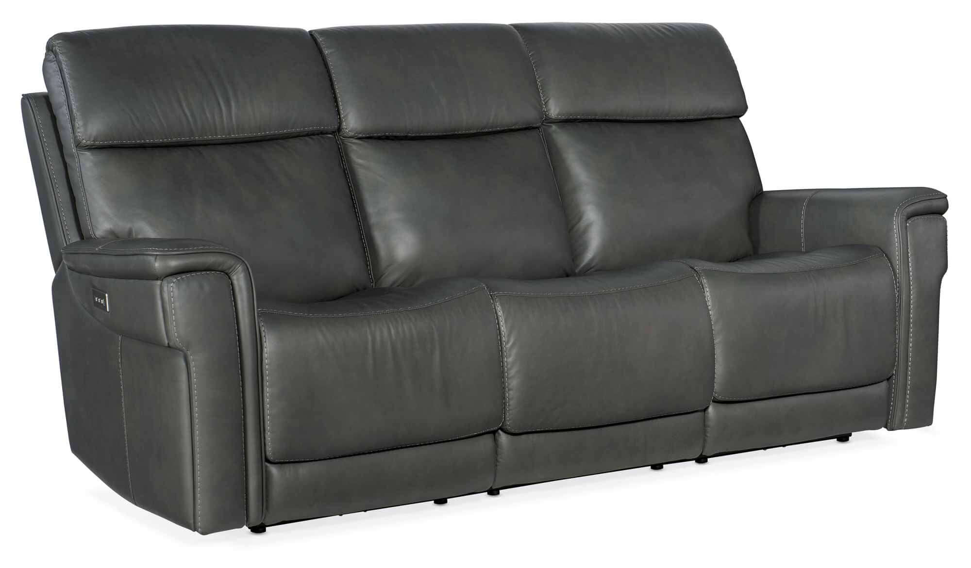 Lyra Leather Zero Gravity Power Reclining Sofa With Articulating Headrest And Lumbar In Dark Grey