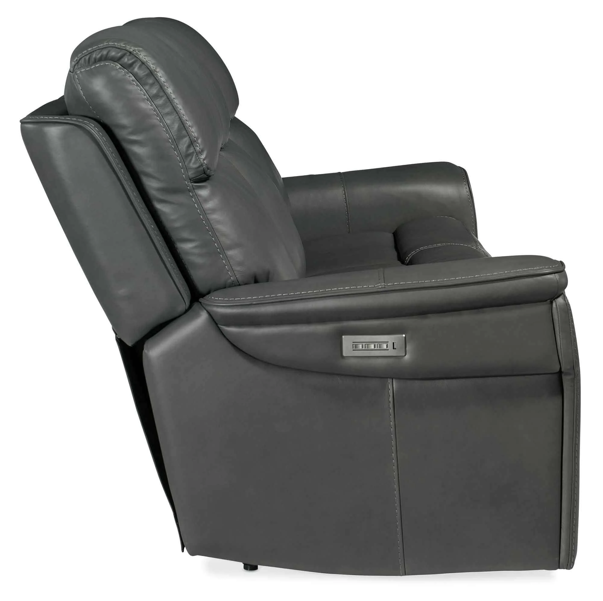 Lyra Leather Zero Gravity Power Reclining Sofa With Articulating Headrest And Lumbar In Dark Grey - Image 2