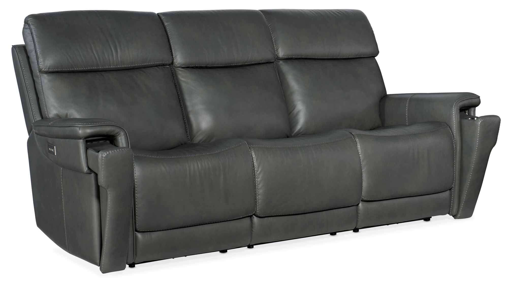 Lyra Leather Zero Gravity Power Reclining Sofa With Articulating Headrest And Lumbar In Dark Grey - Image 4
