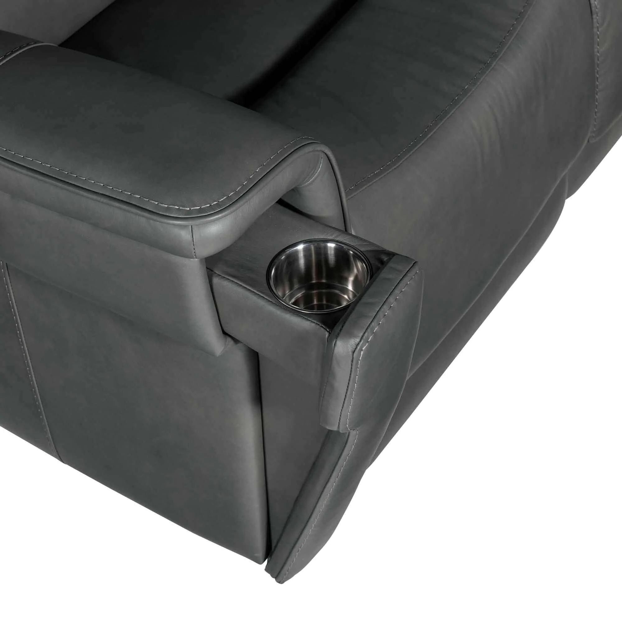 Lyra Leather Zero Gravity Power Reclining Sofa With Articulating Headrest And Lumbar In Dark Grey - Image 5