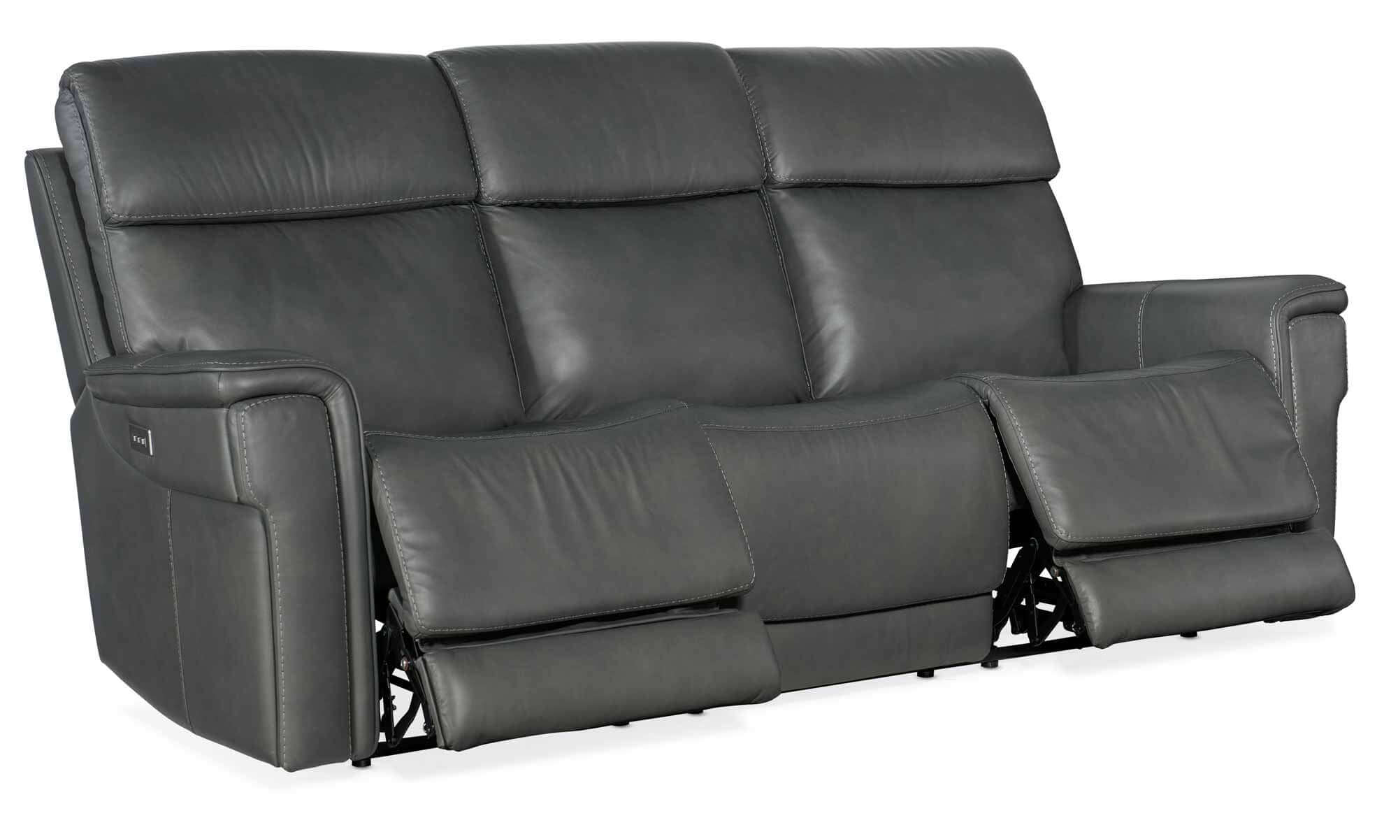 Lyra Leather Zero Gravity Power Reclining Sofa With Articulating Headrest And Lumbar In Dark Grey - Image 6