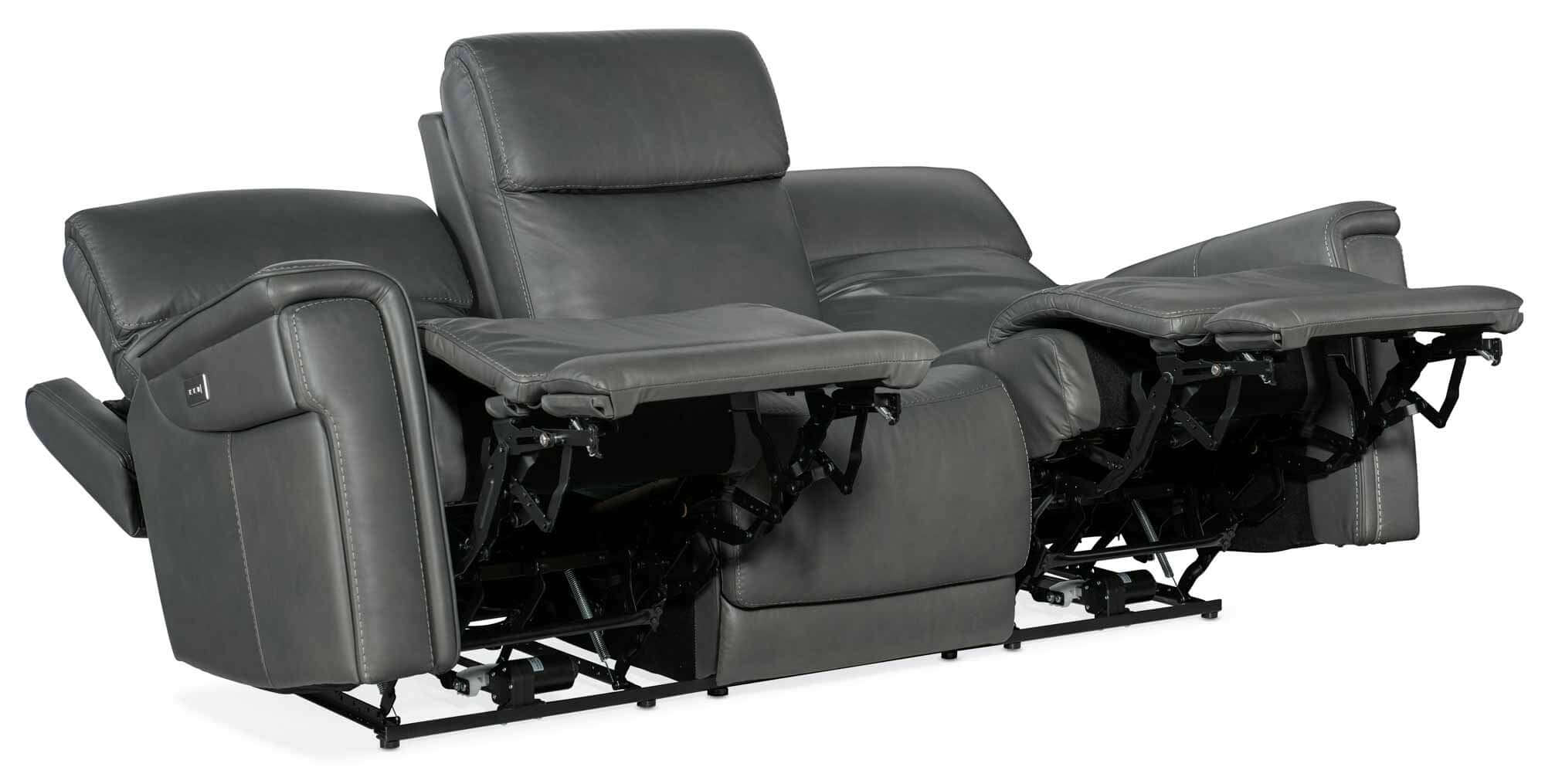 Lyra Leather Zero Gravity Power Reclining Sofa With Articulating Headrest And Lumbar In Dark Grey - Image 7