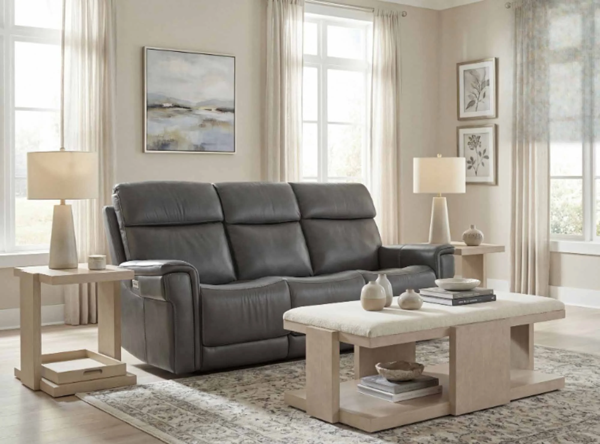 Lyra Leather Zero Gravity Power Reclining Sofa With Articulating Headrest And Lumbar In Dark Grey - Image 8