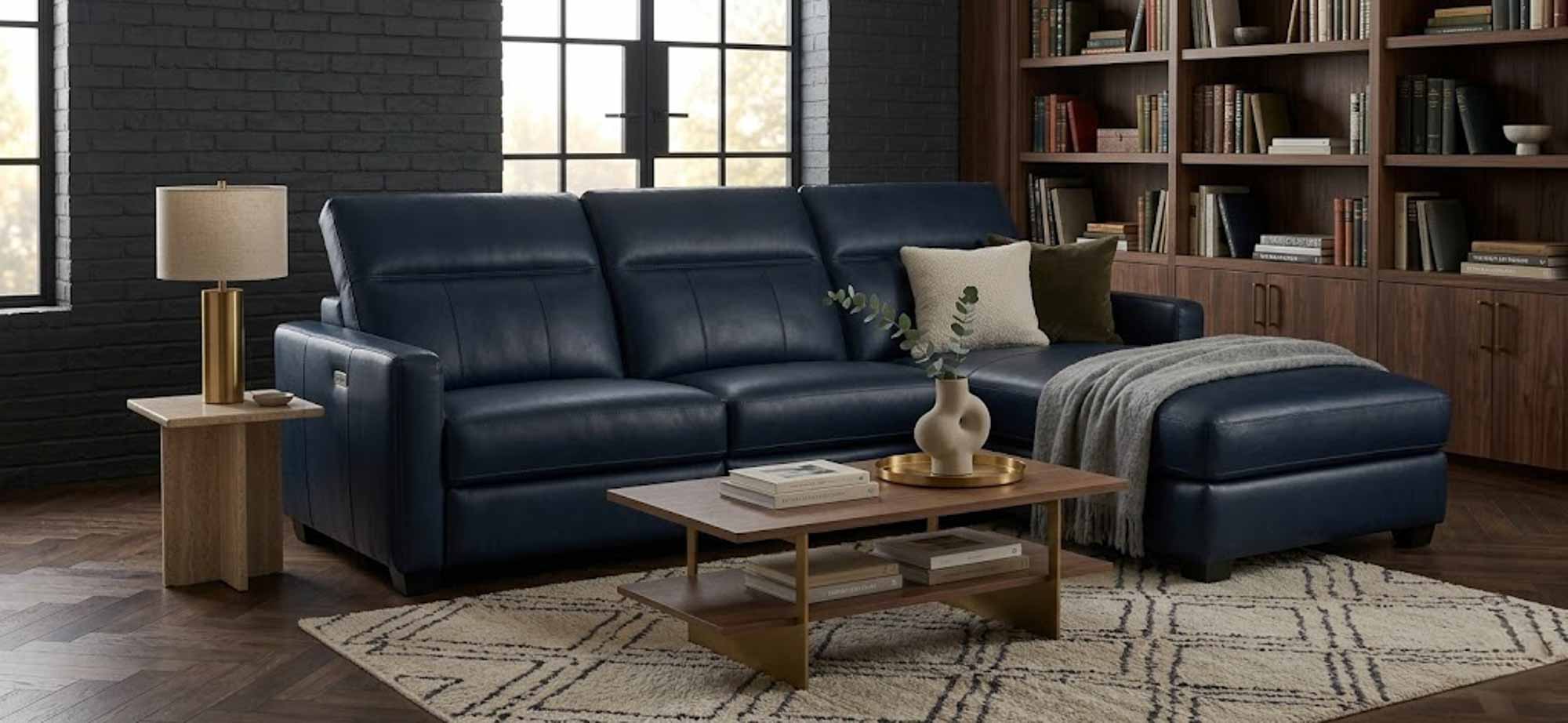 Manzoni Leather Power Reclining Sofa With Articulating Headrest With Chaise - Image 3