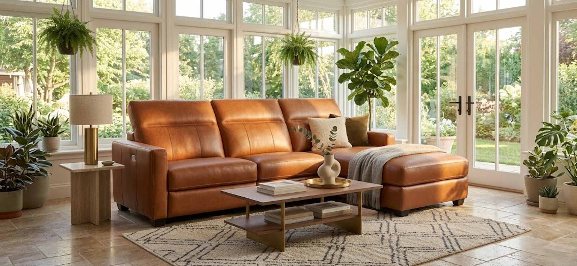 Manzoni Leather Power Reclining Sofa With Articulating Headrest With Chaise - Image 4