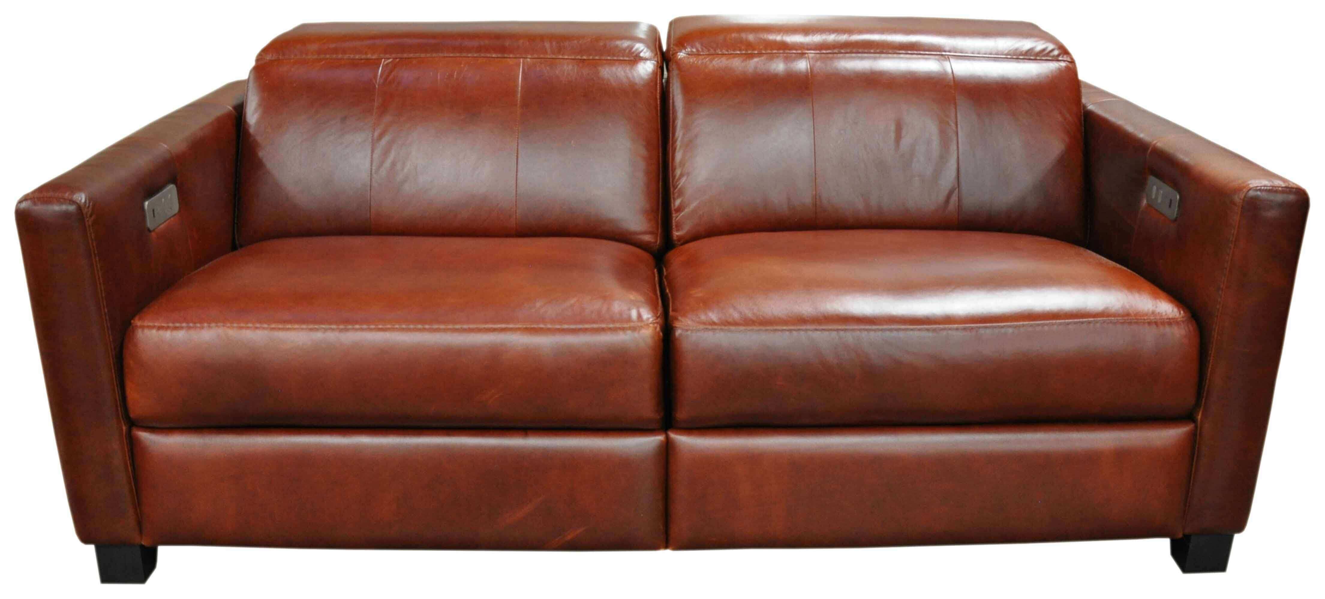 Manzoni Leather Two Cushion Power Reclining Sofa With Articulating Headrest