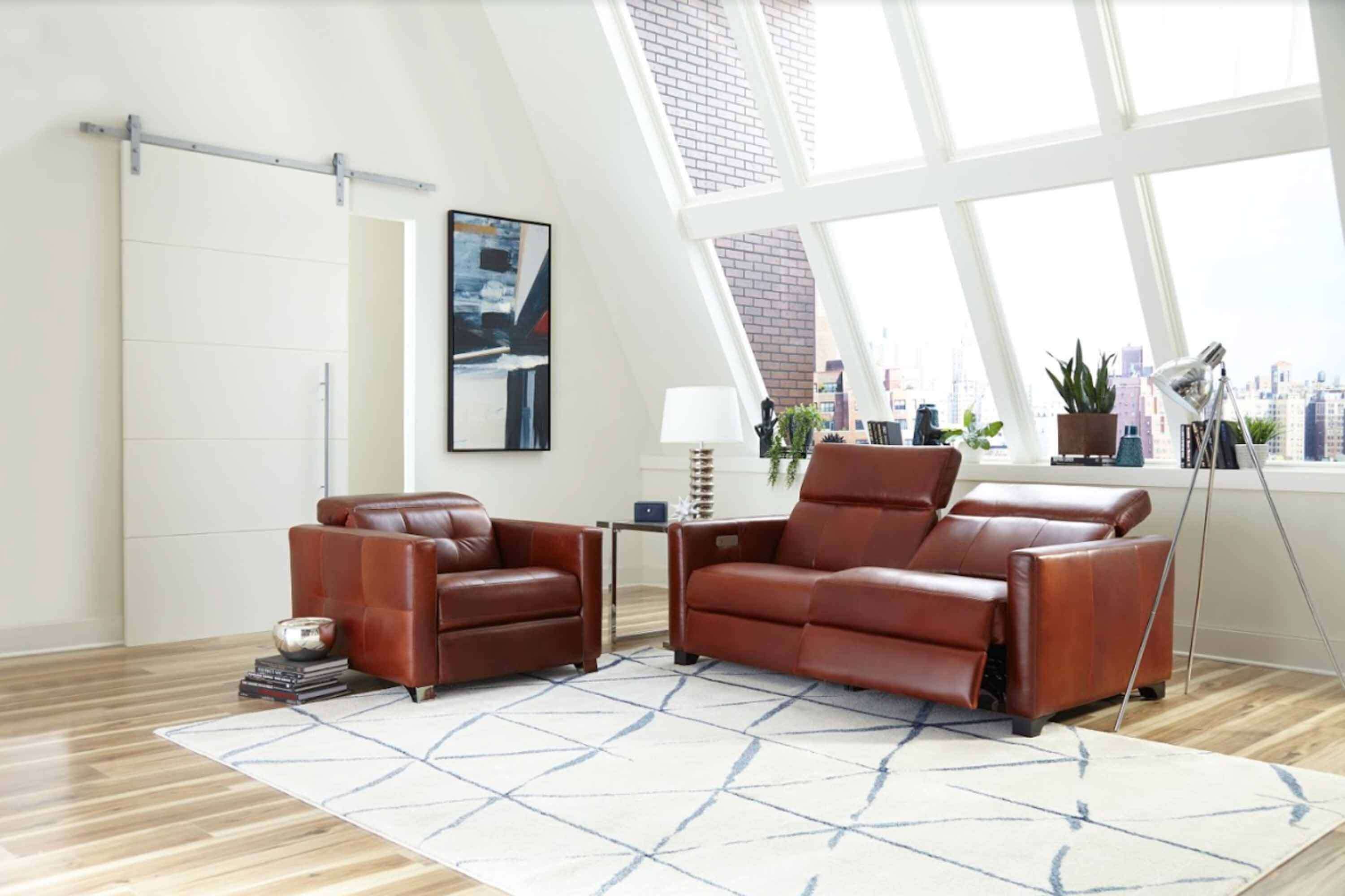 Manzoni Leather Two Cushion Power Reclining Sofa With Articulating Headrest - Image 4