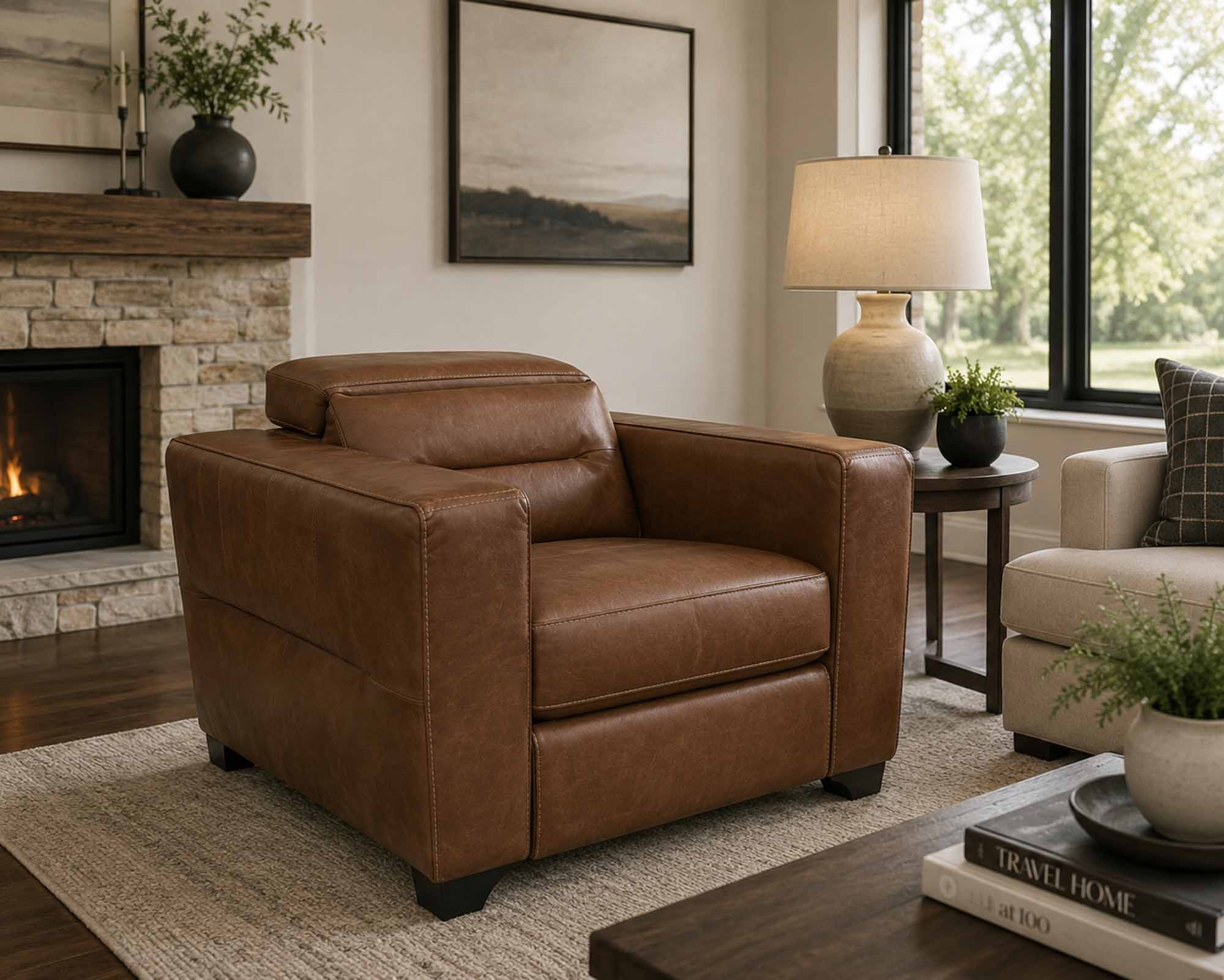 Moderno Leather Power Recliner With Articulating Headrest - Image 6