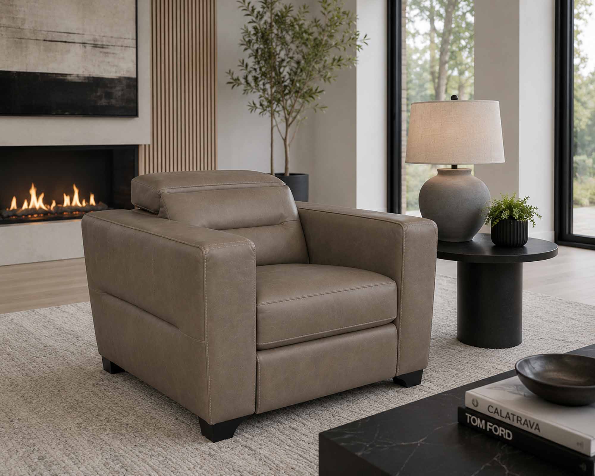 Moderno Leather Power Recliner With Articulating Headrest - Image 7