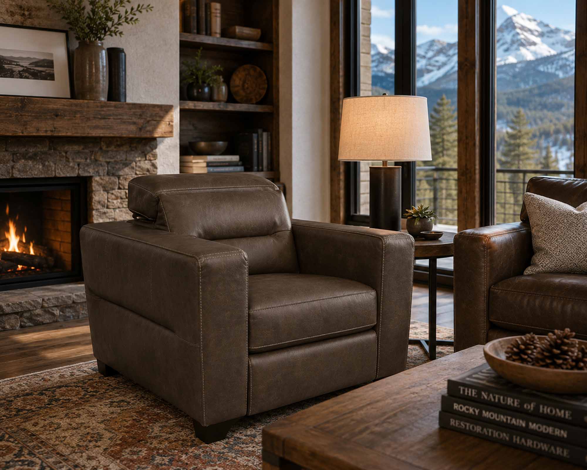 Moderno Leather Power Recliner With Articulating Headrest - Image 8