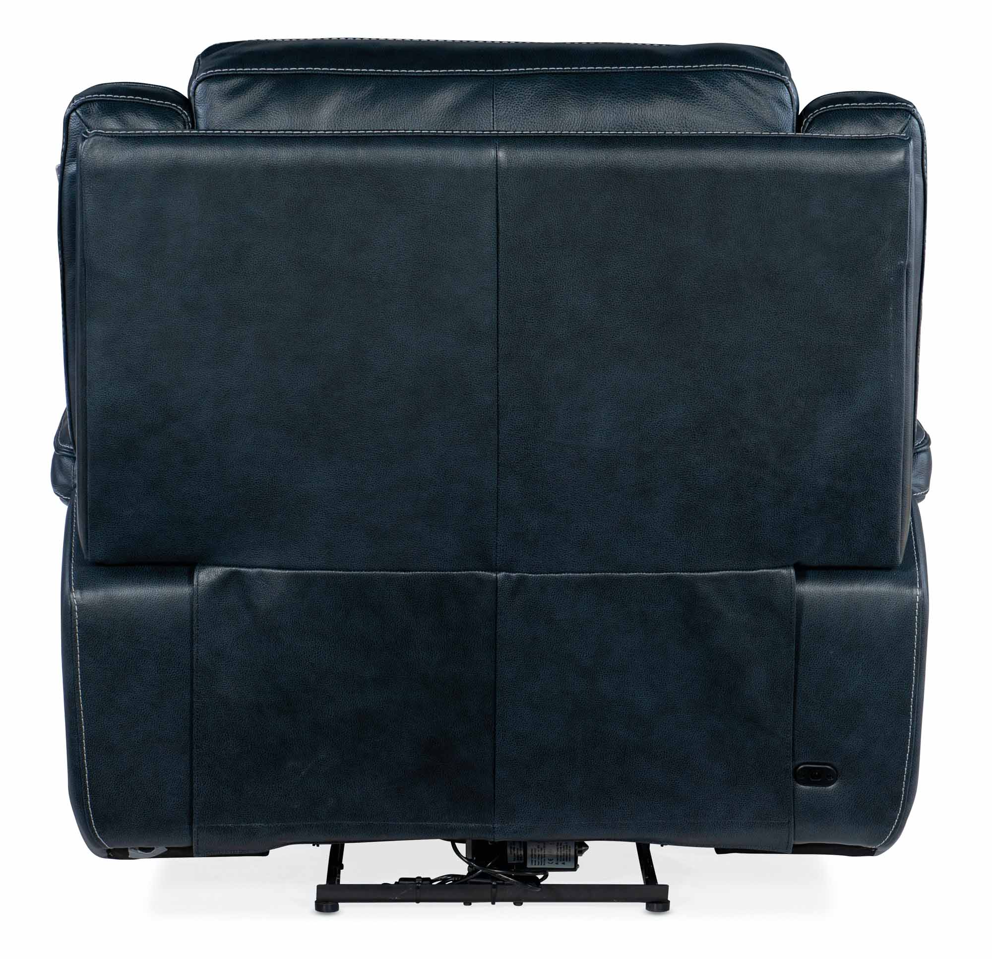 Montel Leather Lay Flat Power Recliner With Articulating Headrest And Lumbar In Blue - Image 3