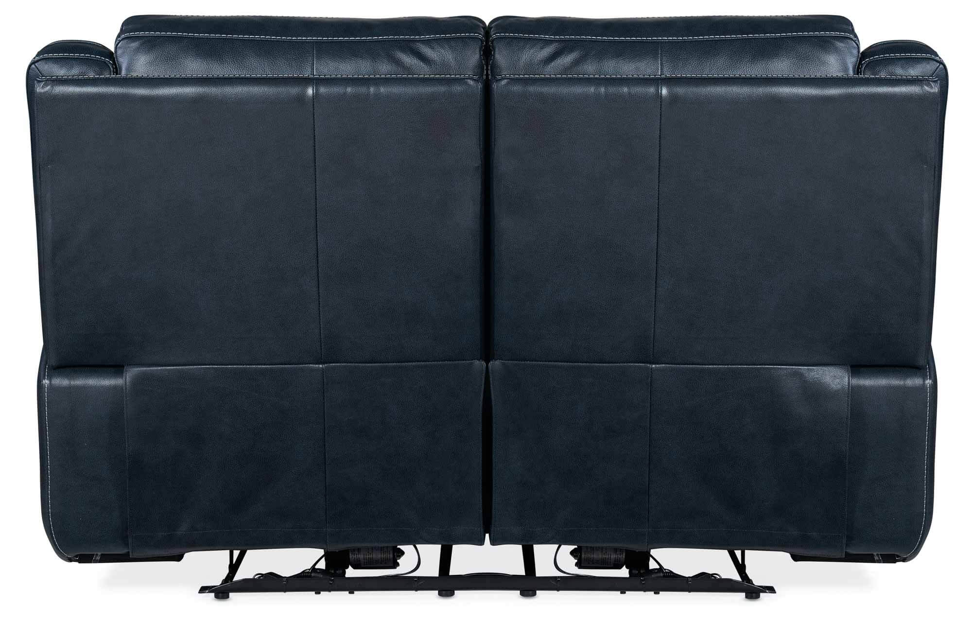 Montel Leather Lay Flat Power Reclining Loveseat With Articulating Headrest And Lumbar In Blue - Image 3