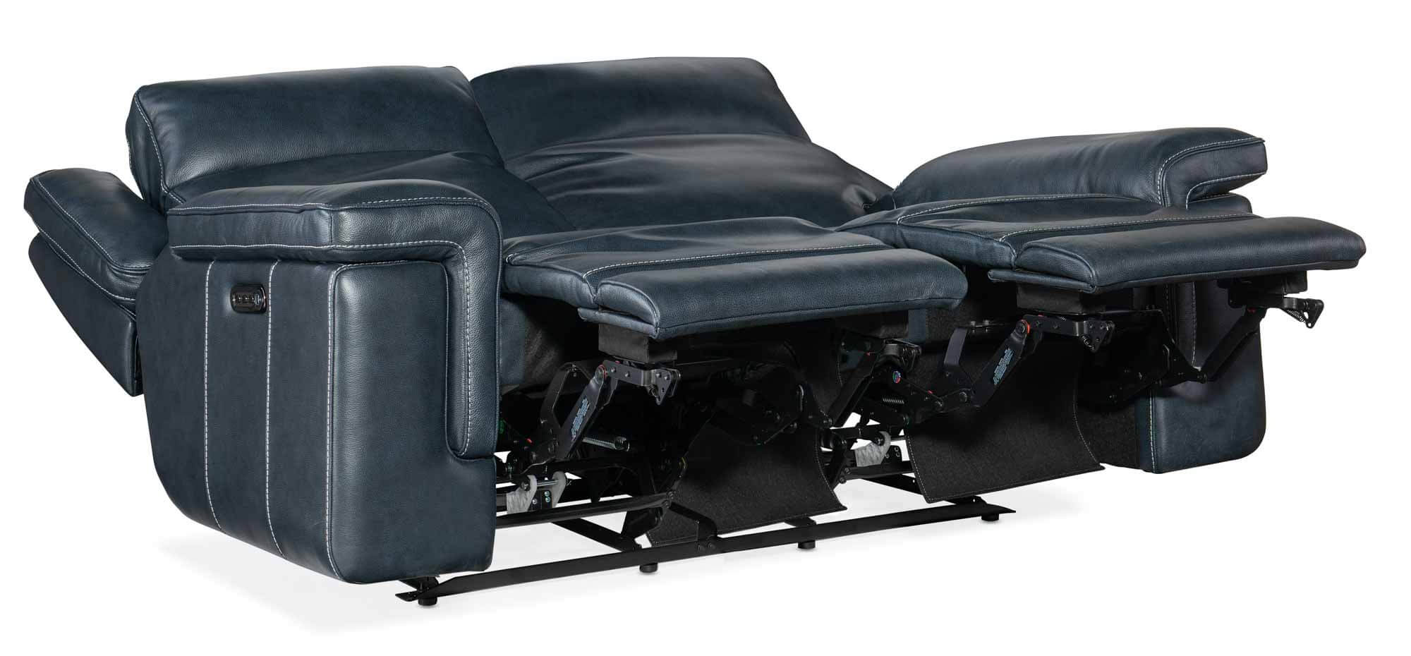 Montel Leather Lay Flat Power Reclining Loveseat With Articulating Headrest And Lumbar In Blue - Image 5