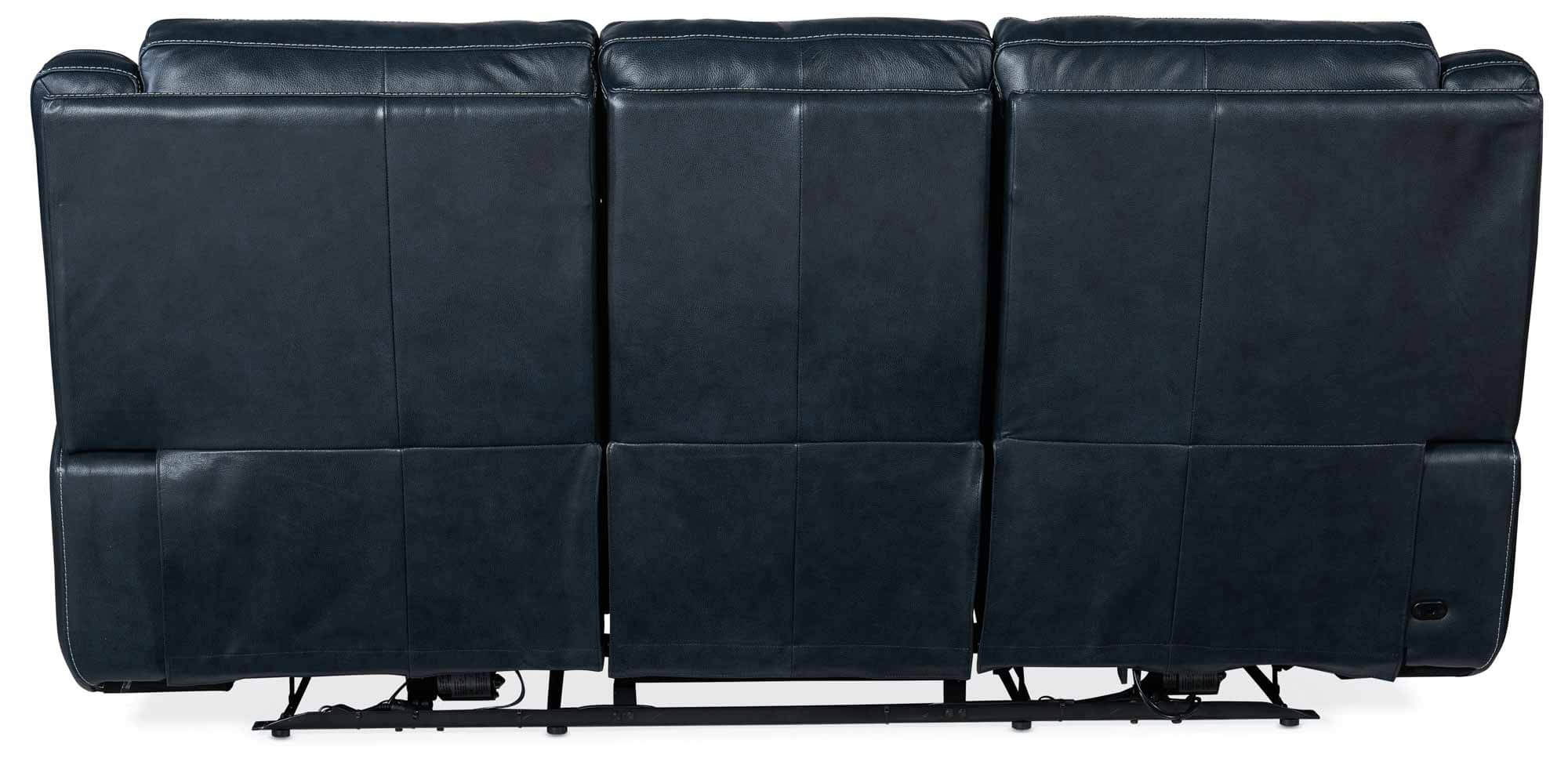 Montel Leather Lay Flat Power Reclining Sofa With Articulating Headrest And Lumbar In Blue - Image 3