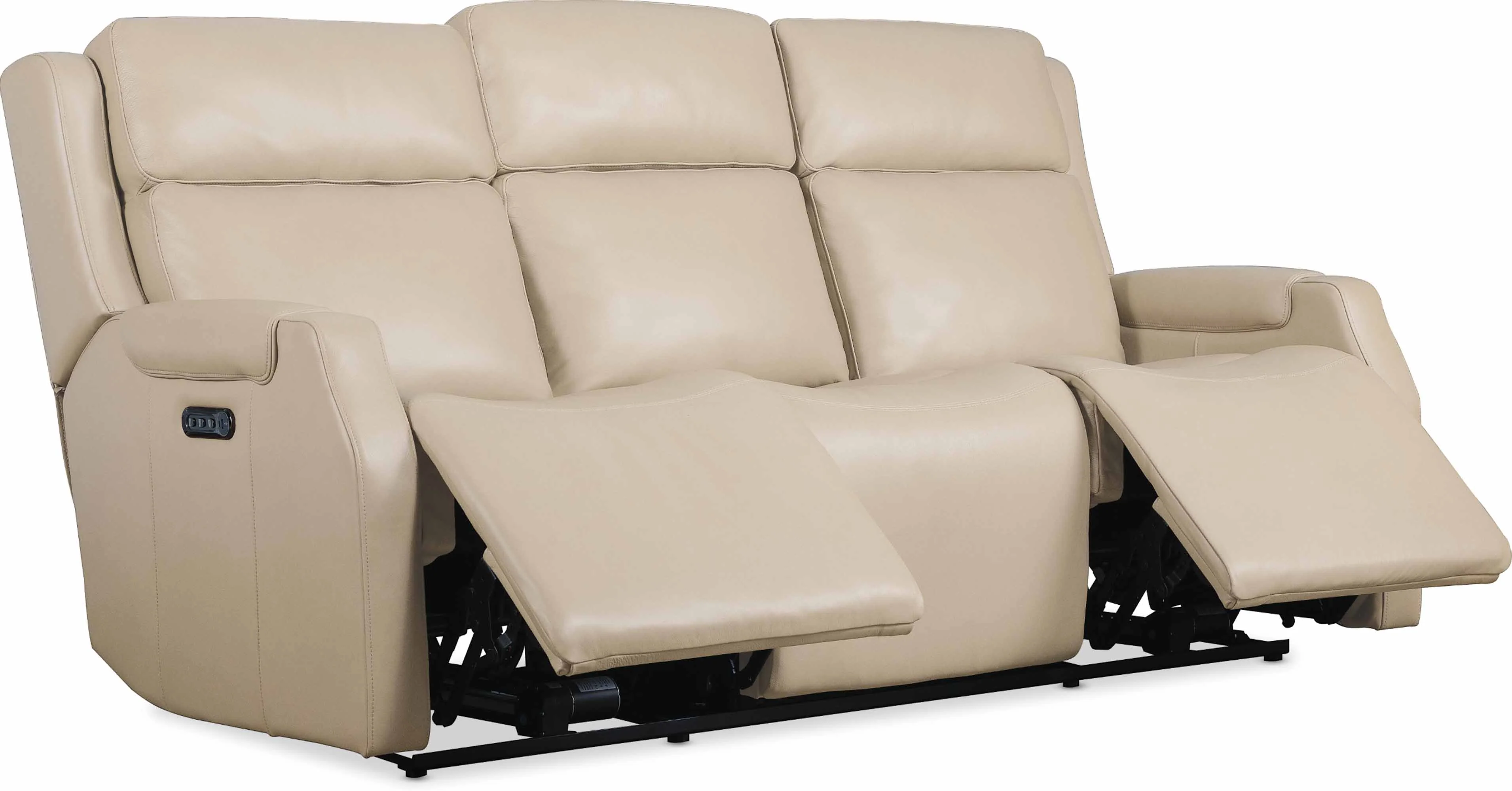 Nelly Zero Gravity Leather Power Reclining Sofa With Articulating Headrest And Lumber In Beige - Image 5
