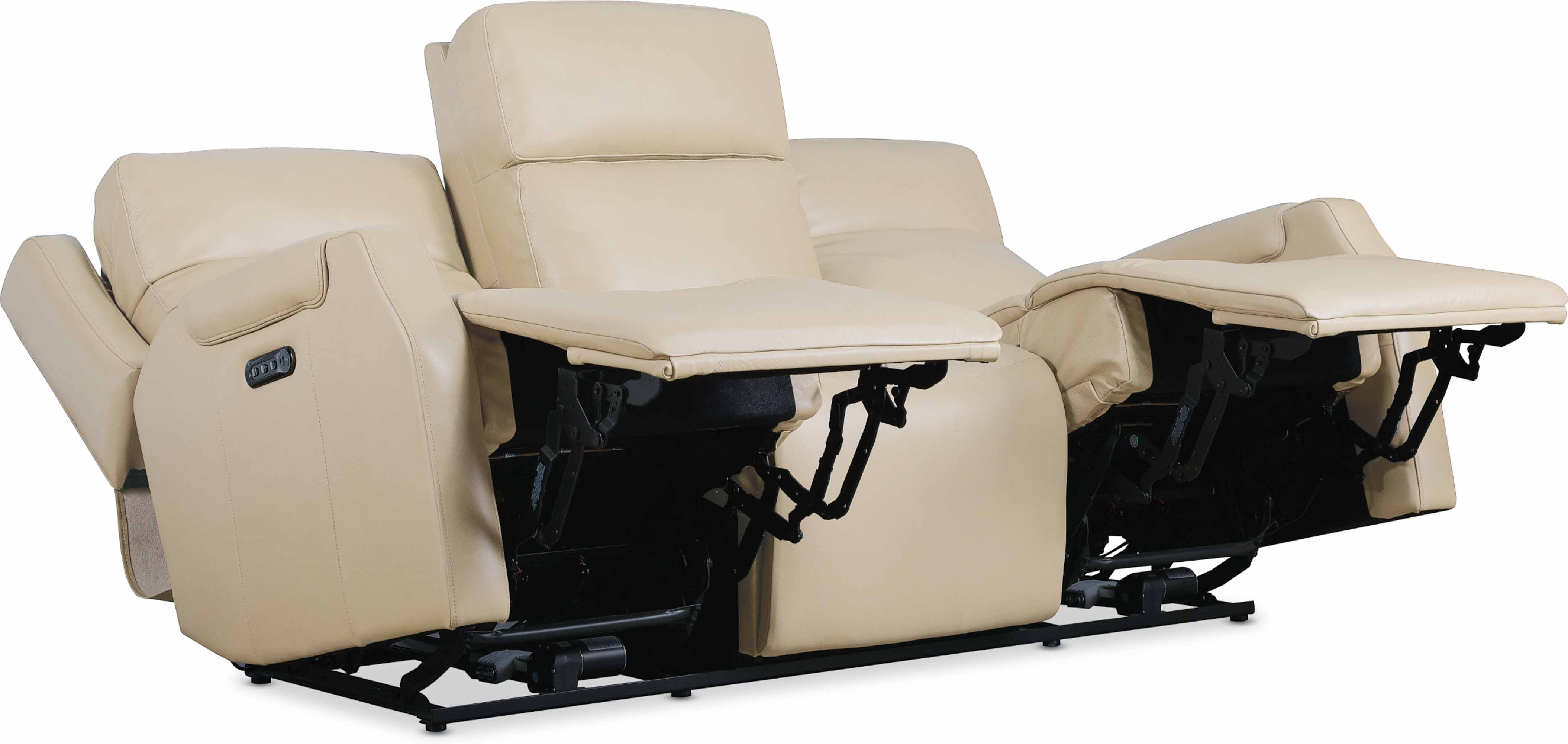 Nelly Zero Gravity Leather Power Reclining Sofa With Articulating Headrest And Lumber In Beige - Image 6