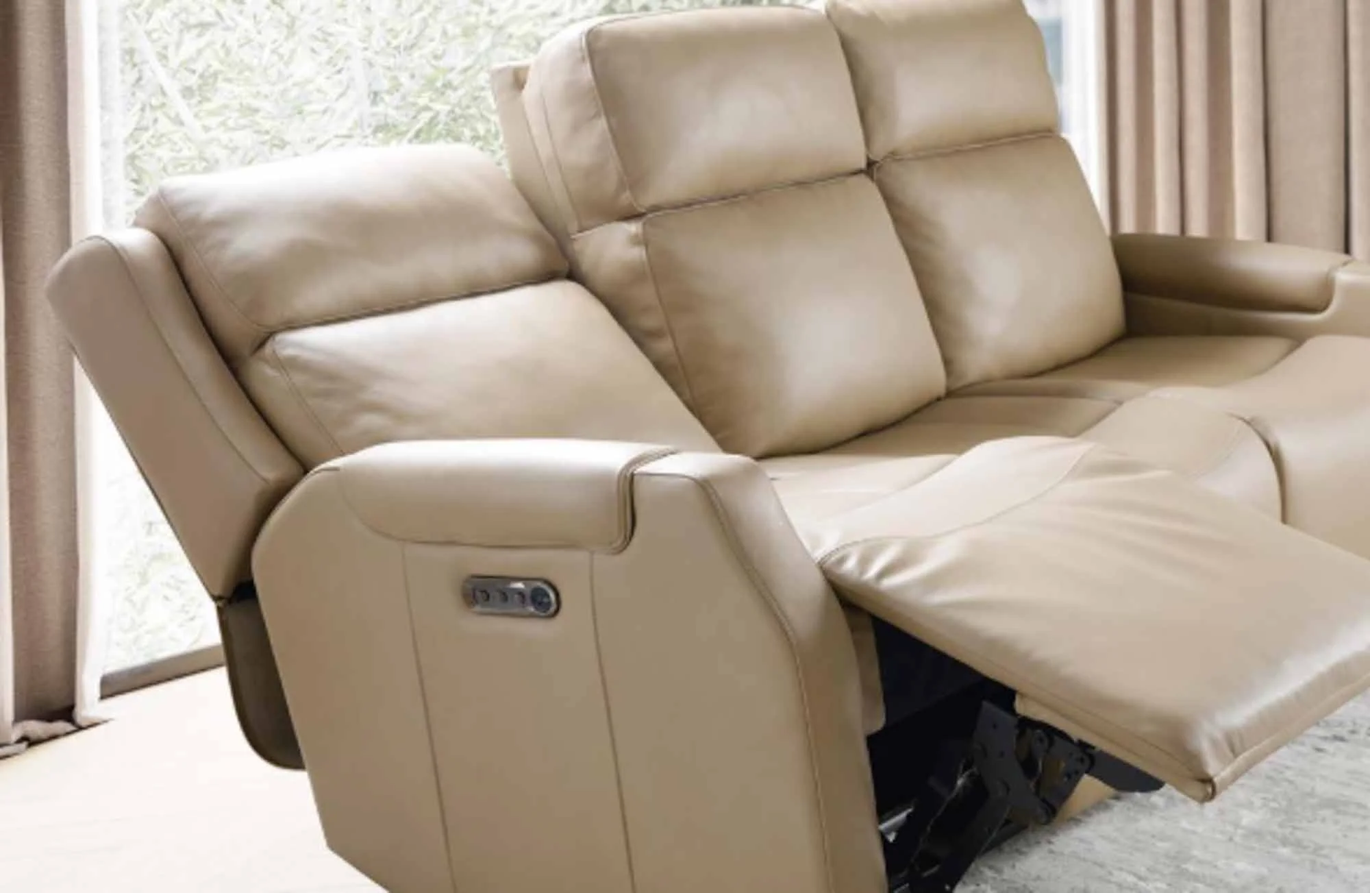 Nelly Zero Gravity Leather Power Reclining Sofa With Articulating Headrest And Lumber In Beige - Image 7