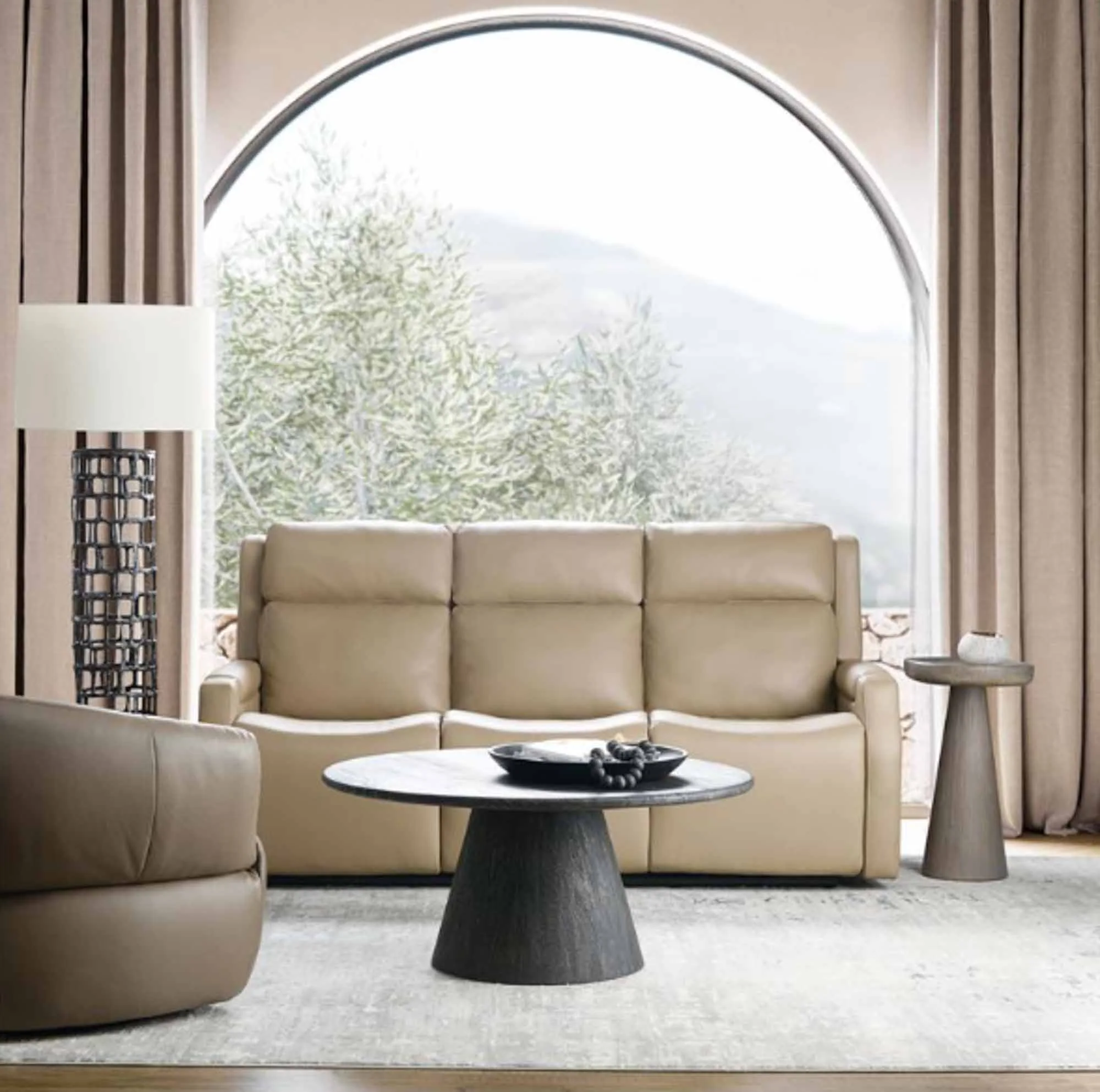 Nelly Zero Gravity Leather Power Reclining Sofa With Articulating Headrest And Lumber In Beige - Image 8