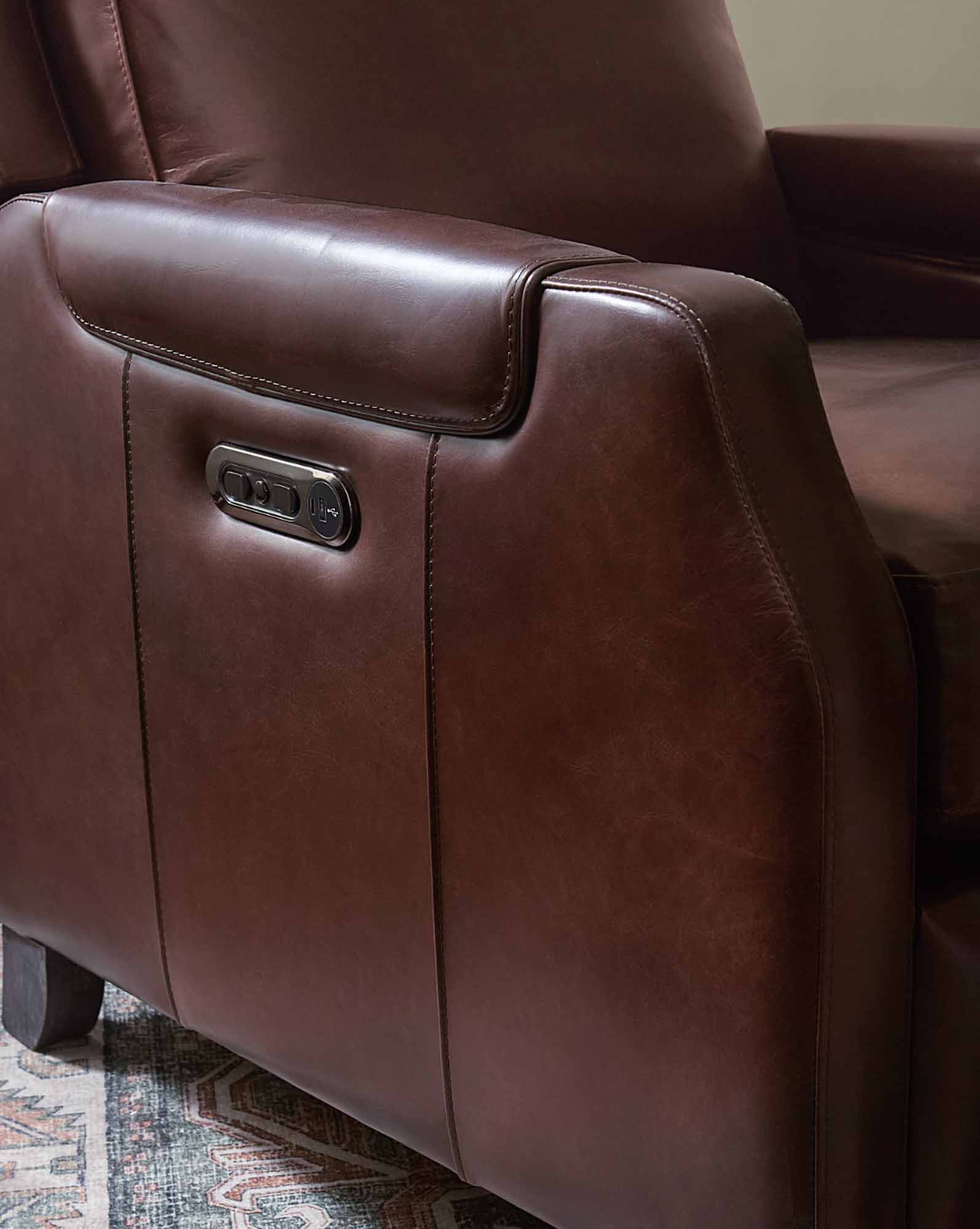 Nelson Leather Power Recliner With Articulating Headrest In Brown - Image 8