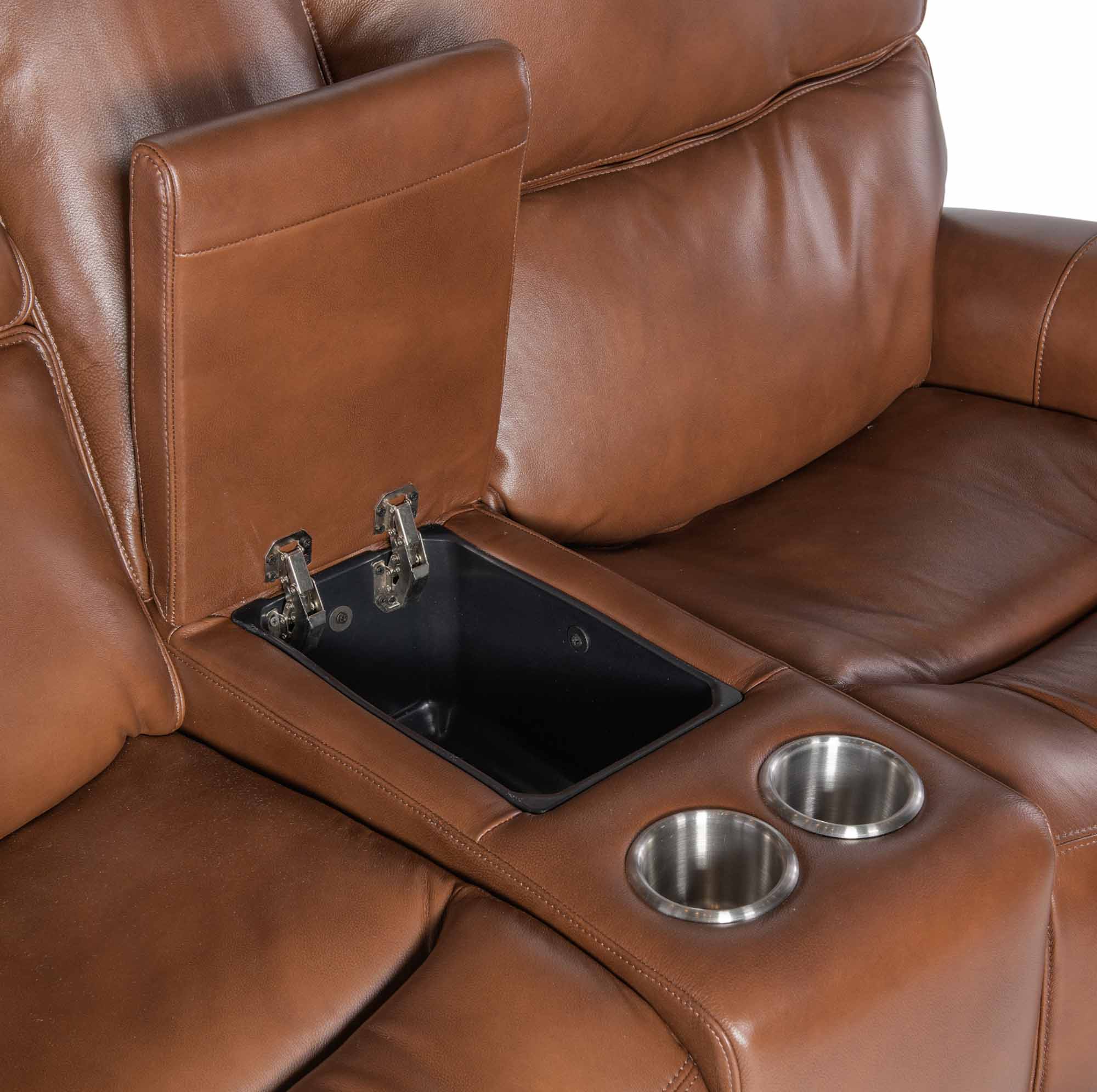 Nemy Leather Zero Gravity Power Reclining Console Loveseat With Articulating Headrest And Lumbar - Image 3