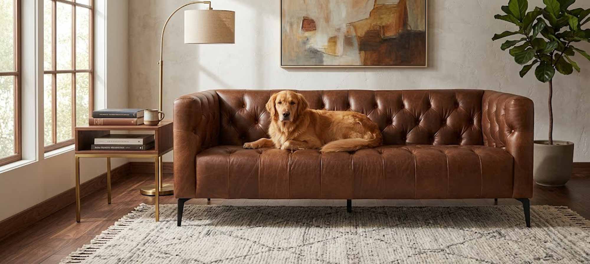 Nicolla Leather Sofa In Brown - Image 5