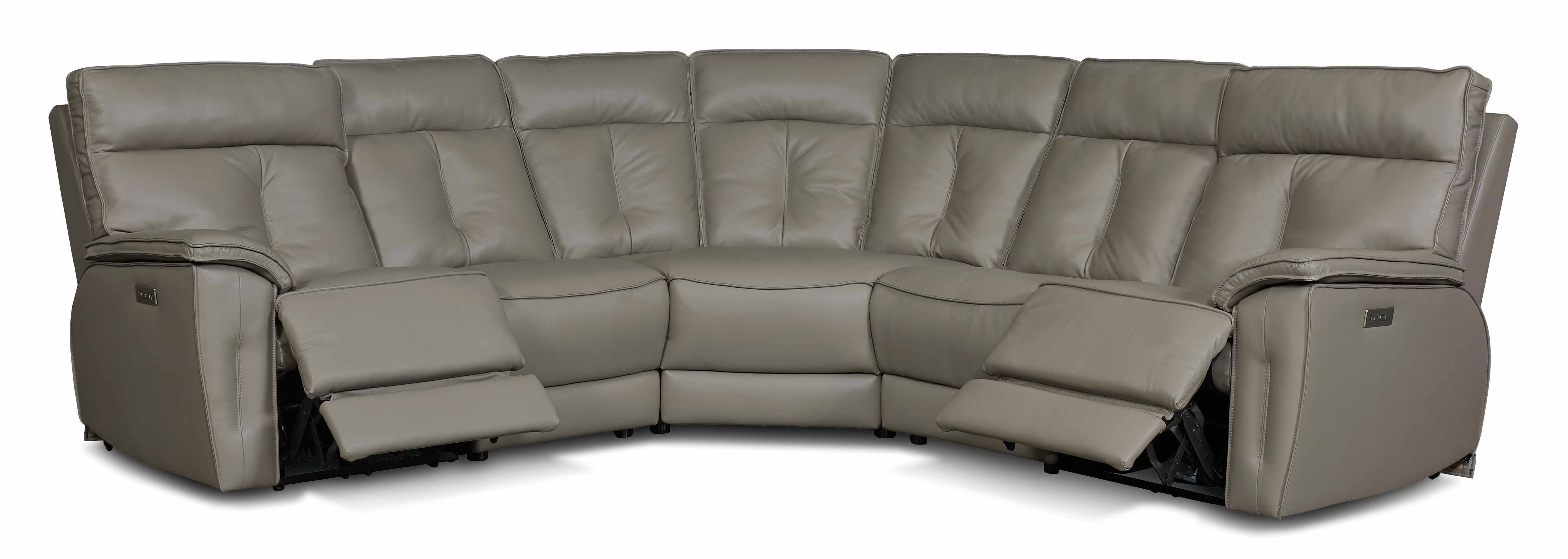 Oakley Leather Power Reclining Sectional With Articulating Headrest