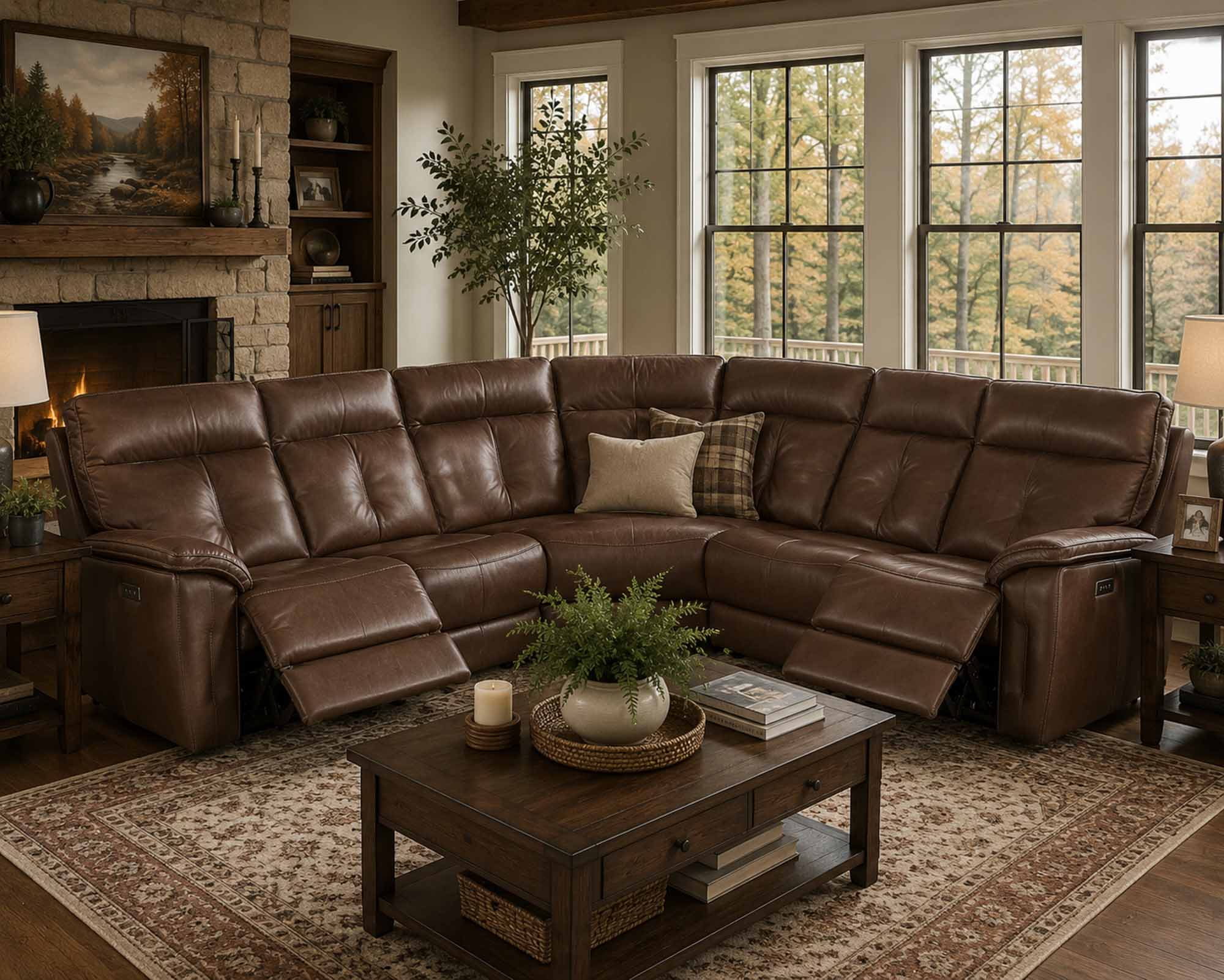 Oakley Leather Power Reclining Sectional With Articulating Headrest - Image 7