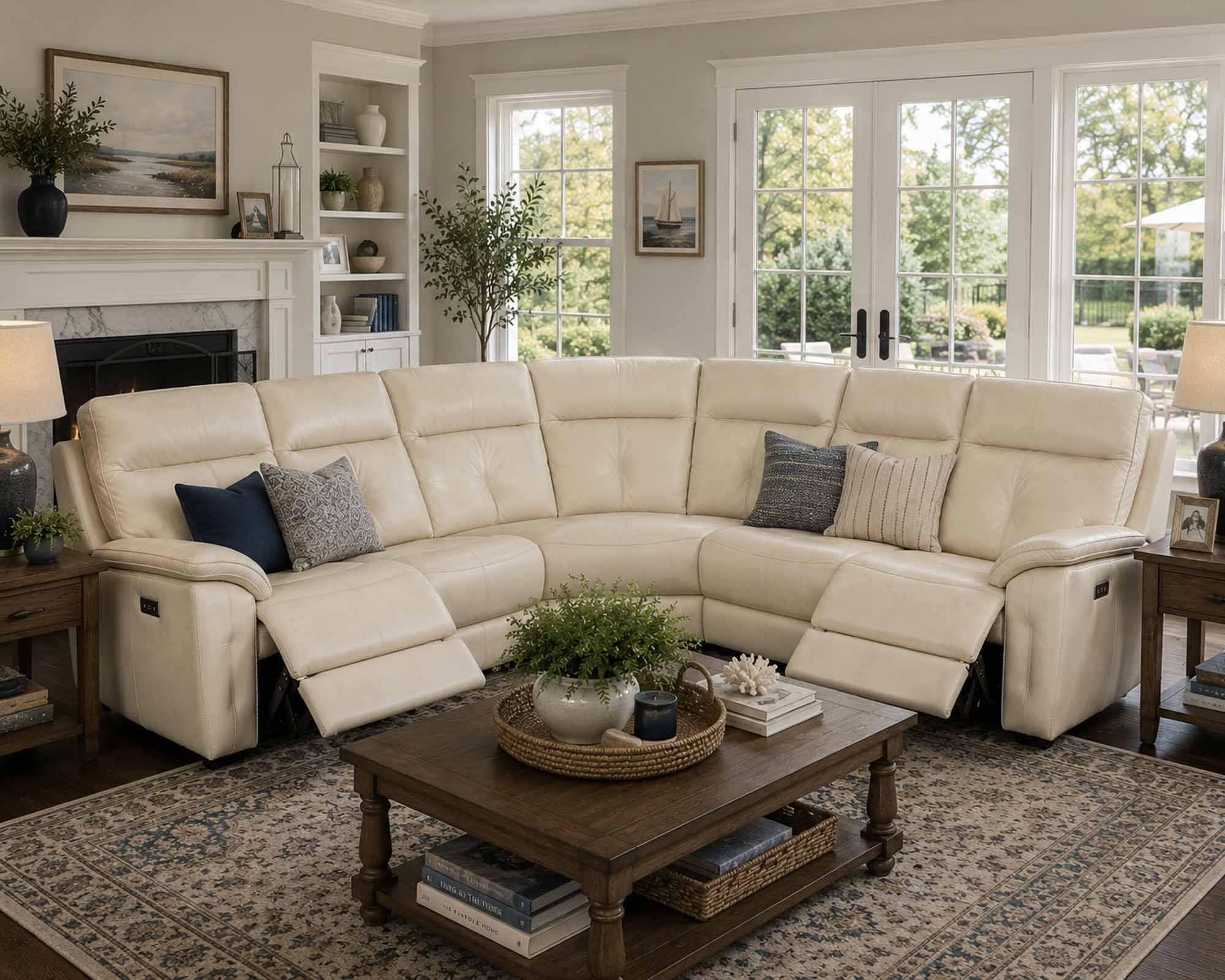 Oakley Leather Power Reclining Sectional With Articulating Headrest - Image 8