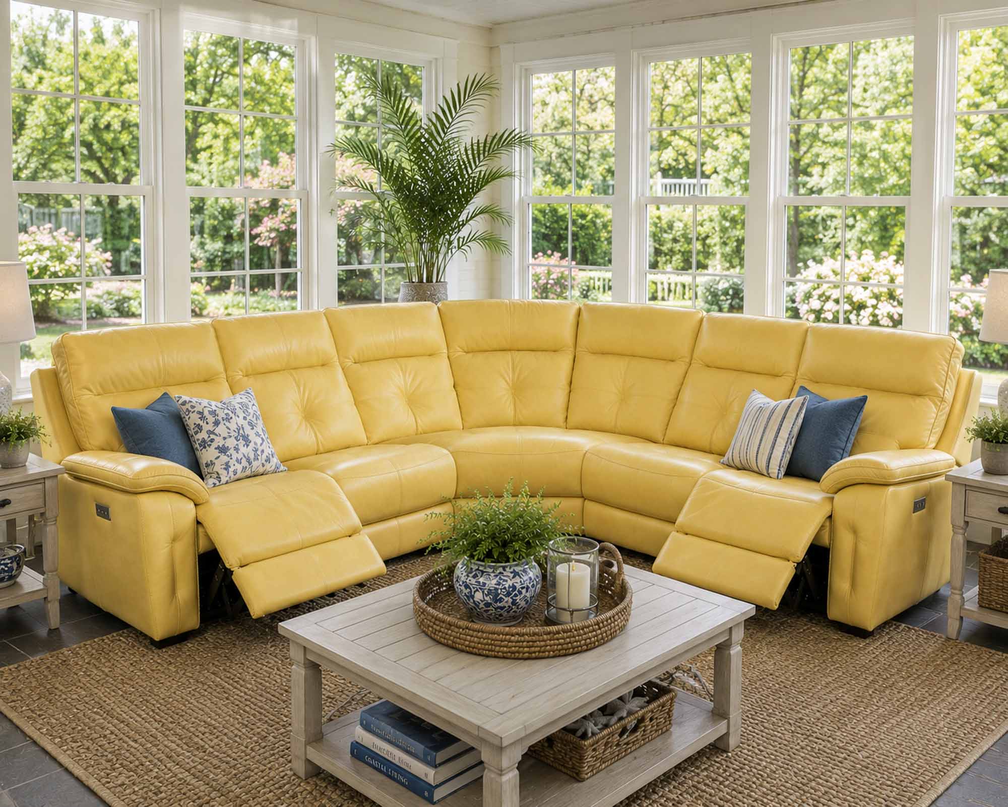 Oakley Leather Power Reclining Sectional With Articulating Headrest - Image 9