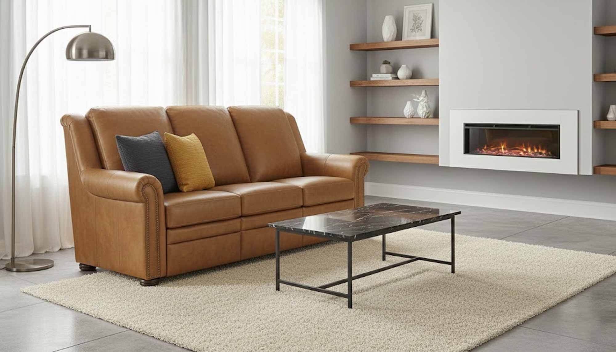 Patriot Leather Power Reclining Sofa With Articulating Headrest - Image 7