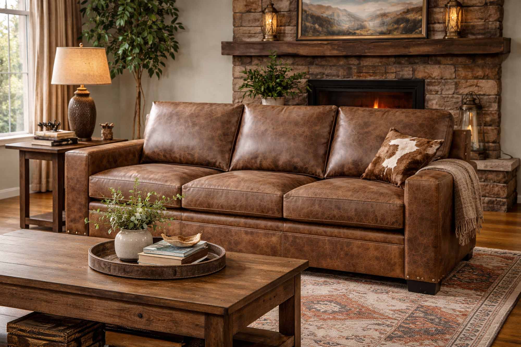 Peoria Leather Loveseat - Image 3