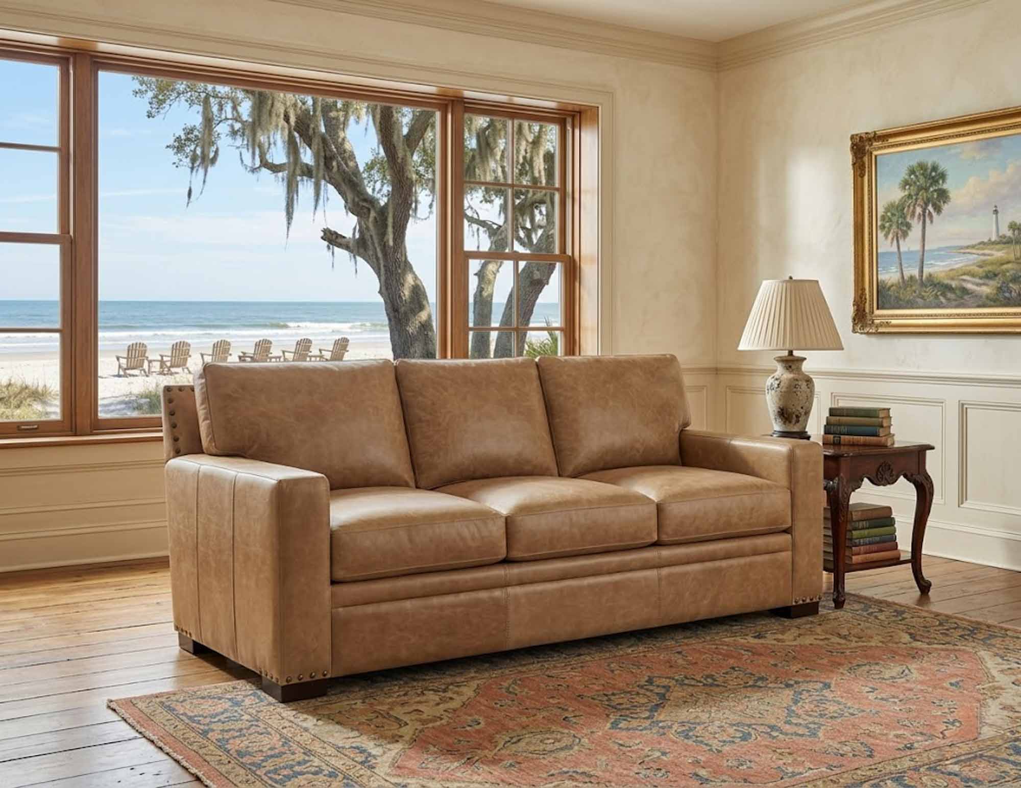Peoria Leather Loveseat - Image 8