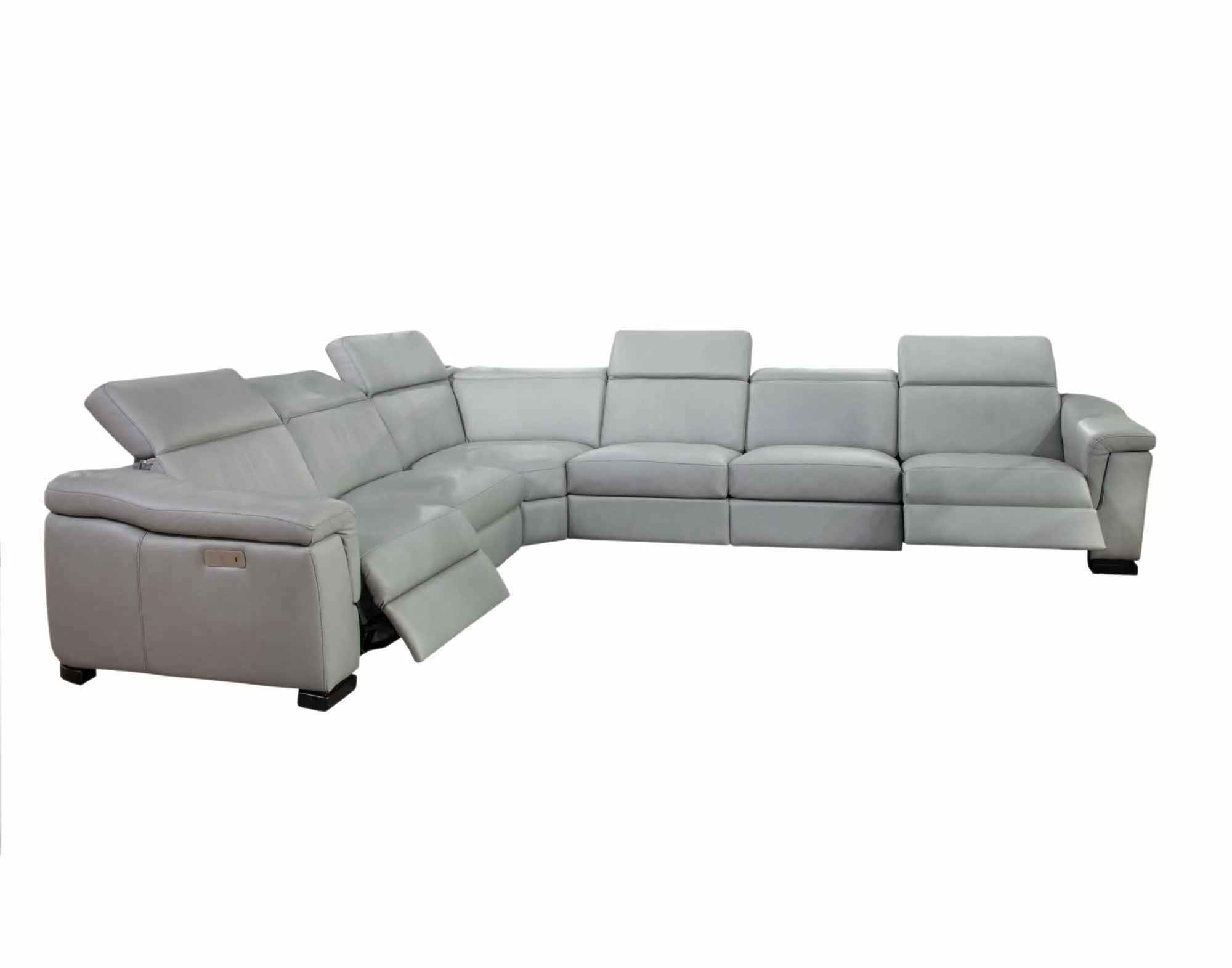 Ponza Leather Power Reclining Sectional With Articulating Headrest