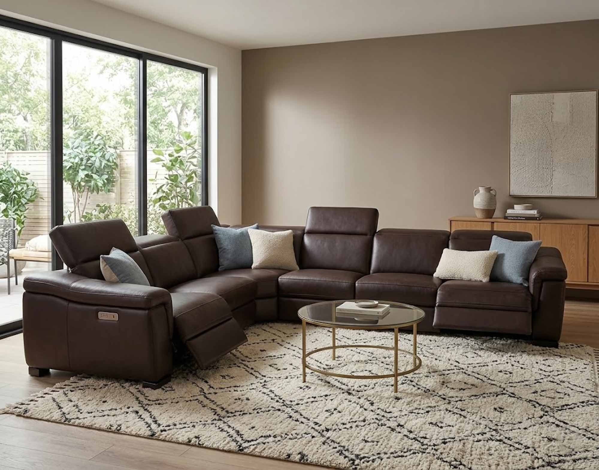 Ponza Leather Power Reclining Sectional With Articulating Headrest - Image 5