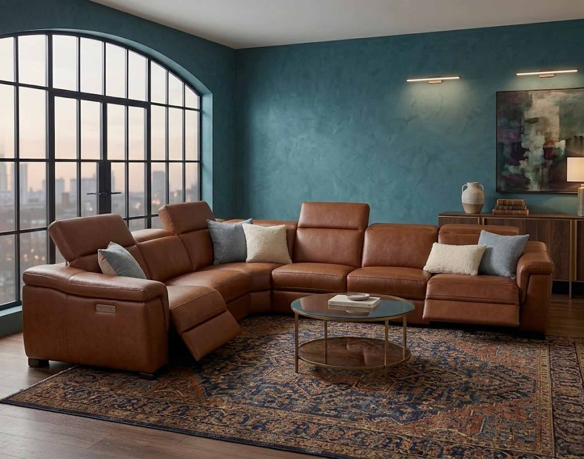 Ponza Leather Power Reclining Sectional With Articulating Headrest - Image 6