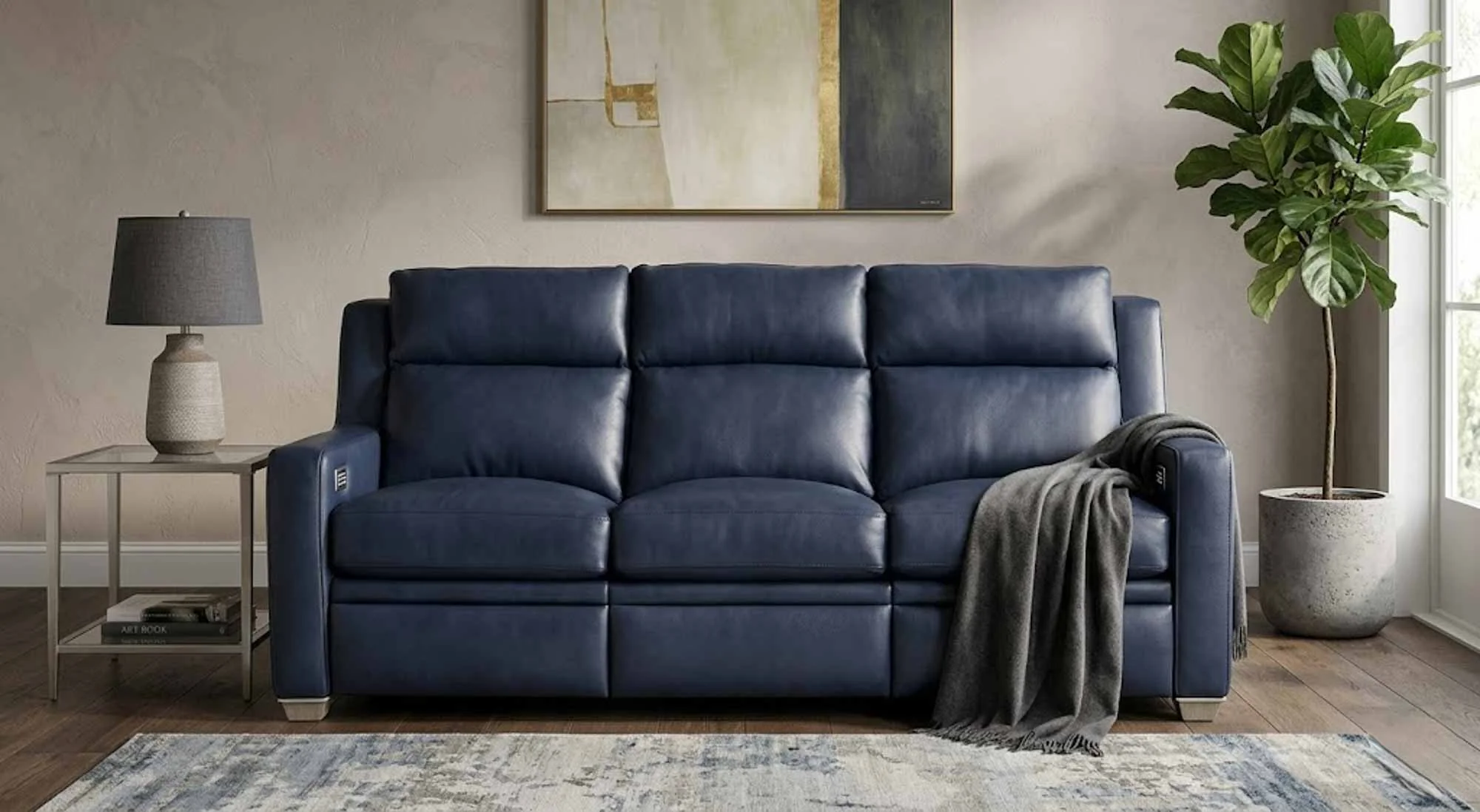 Raymond Leather Power Reclining Sofa With Articulating Headrest - Image 11